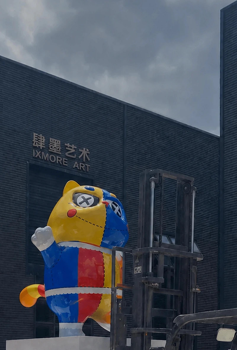Ixmore Art Huizhou custom fabrication facility exterior with large sculpture
