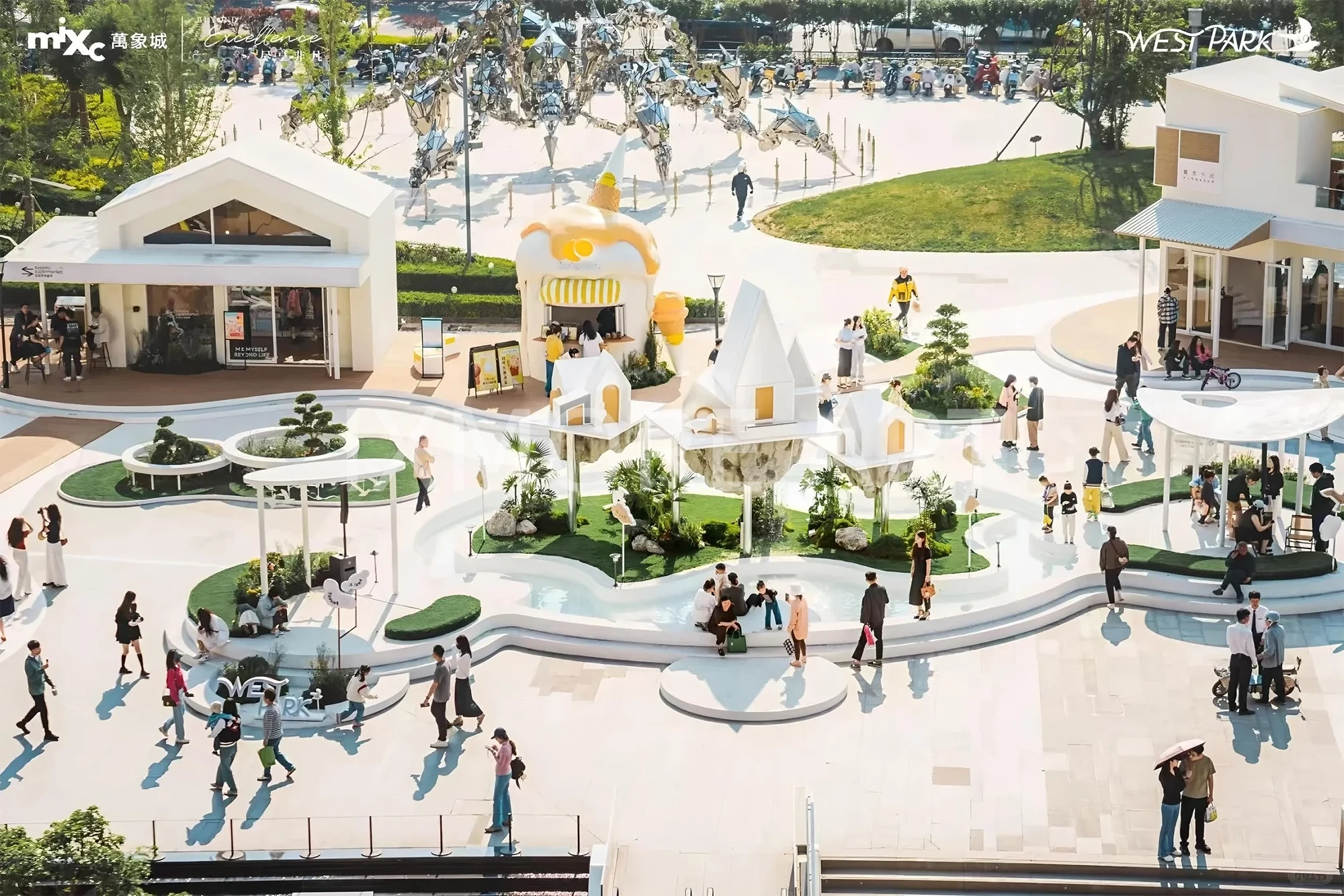 Mall art installation full view, immersive romantic town full props for commercial block scene creation, immersive props custom fabricated by art factory(1)
