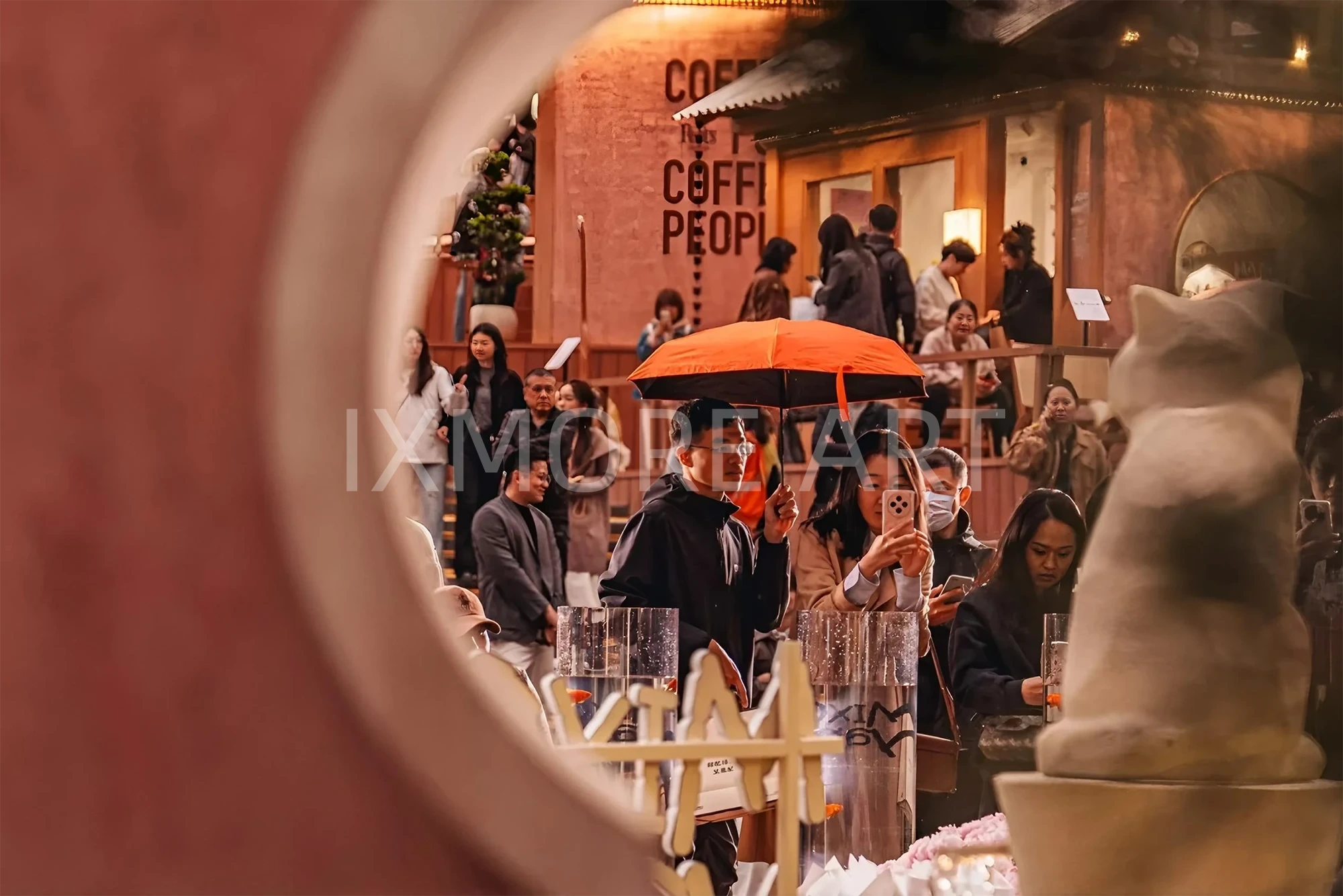 Custom immersive commercial courtyard street scene props handmade by art installation fabrication factory(10)