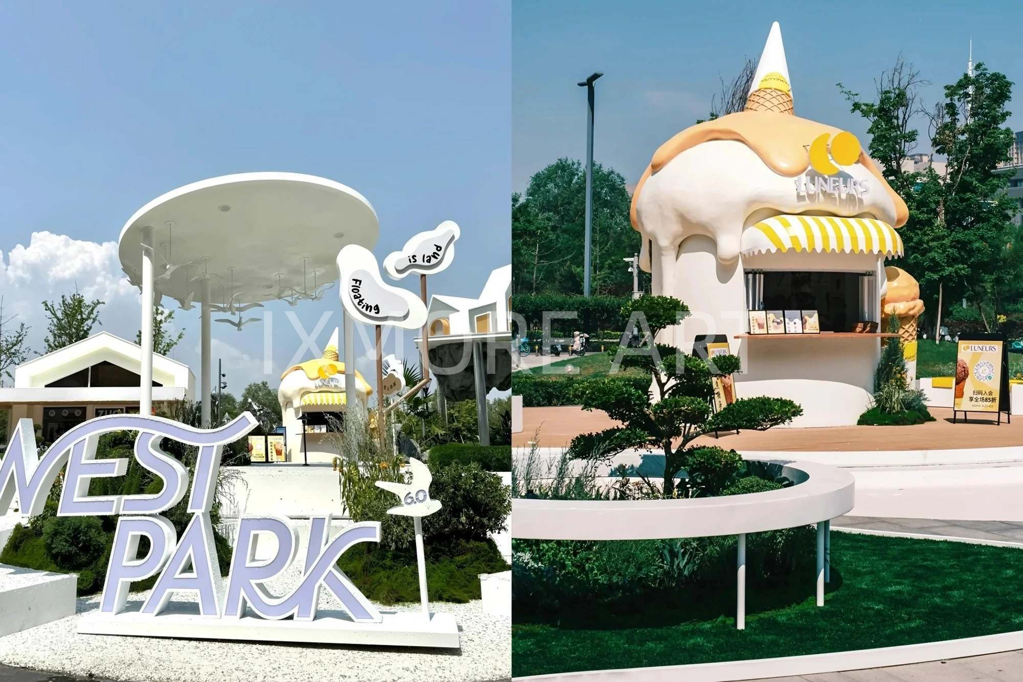 Mall art installation full view, immersive romantic town full props for commercial block scene creation, immersive props custom fabricated by art factory(12)