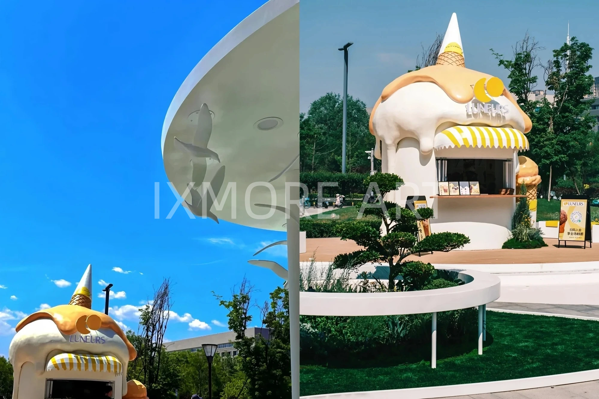 Mall art installation full view, immersive romantic town full props for commercial block scene creation, immersive props custom fabricated by art factory(13)