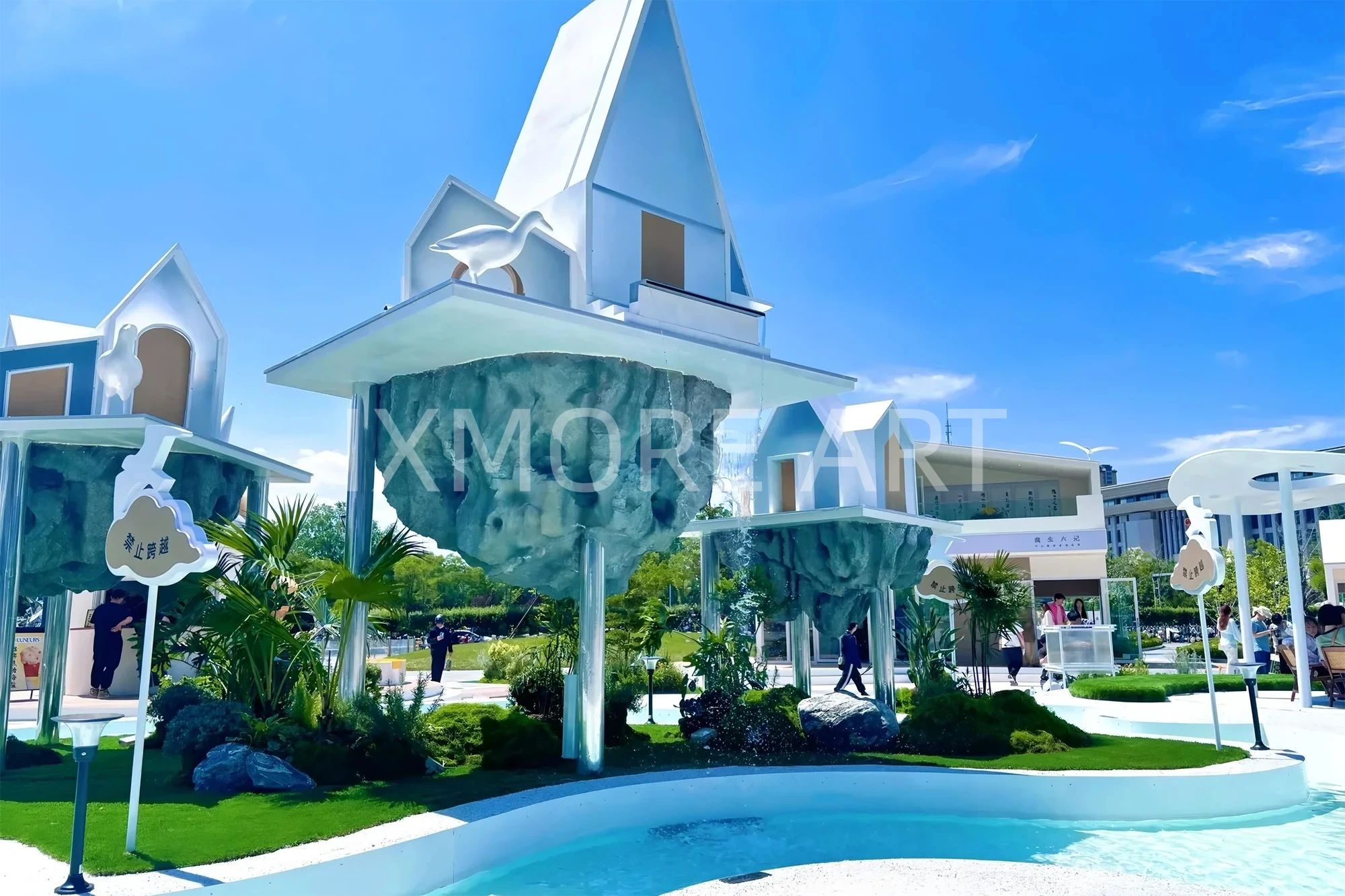 Mall art installation full view, immersive romantic town full props for commercial block scene creation, immersive props custom fabricated by art factory(2)
