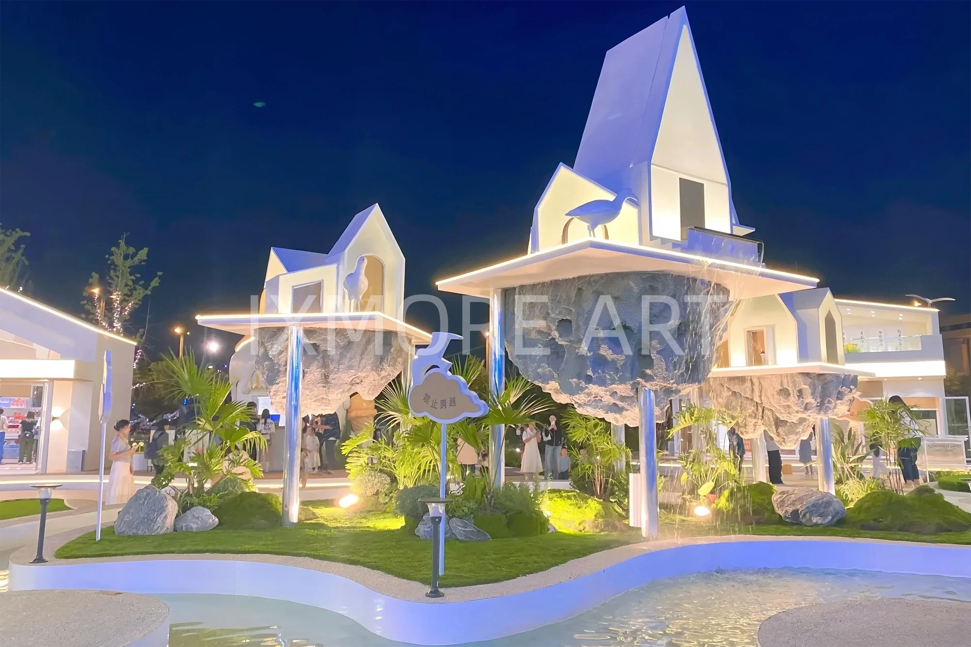 Mall art installation full view, immersive romantic town full props for commercial block scene creation, immersive props custom fabricated by art factory(4)