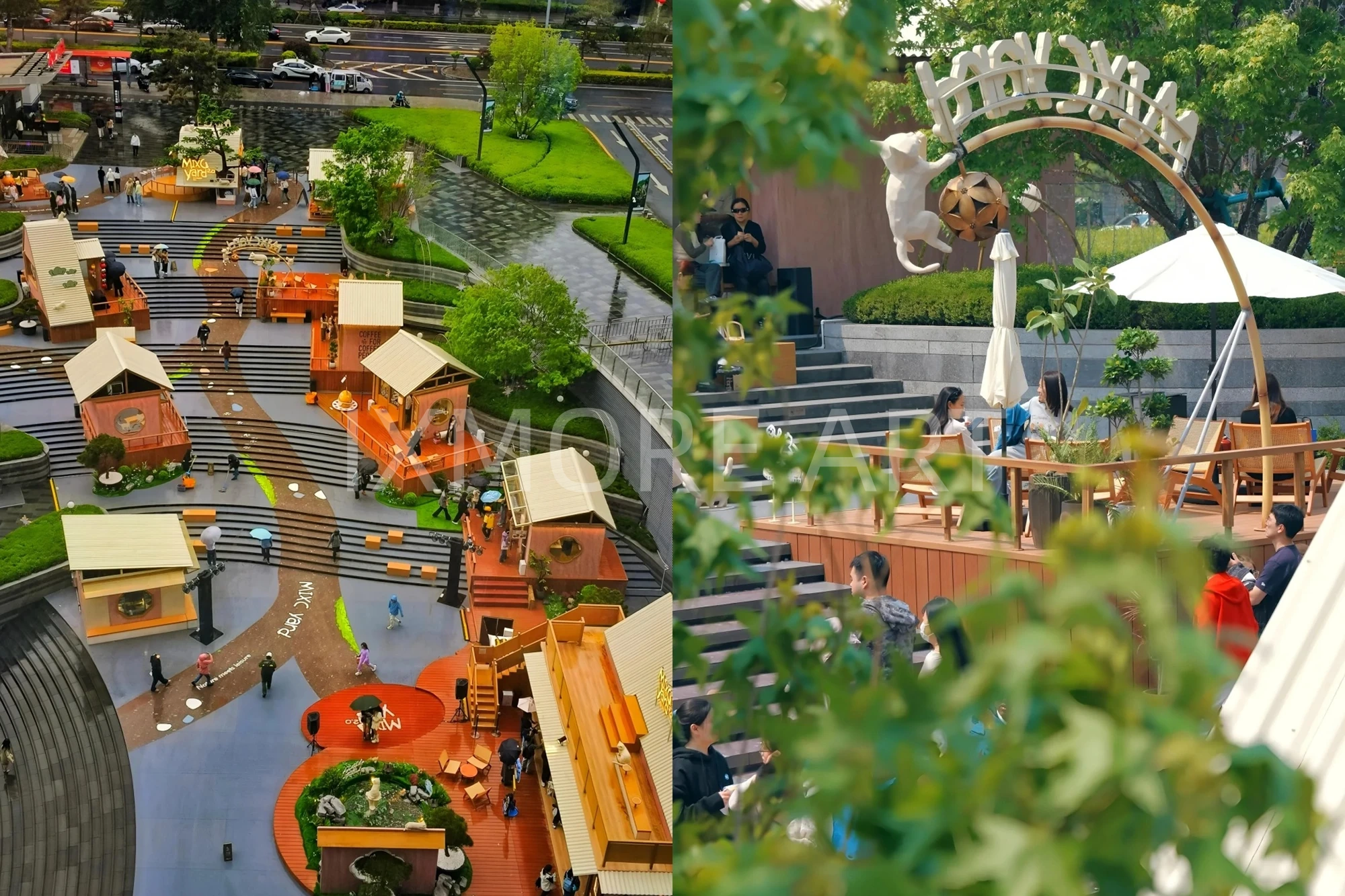 Custom immersive commercial courtyard street scene props handmade by art installation fabrication factory(5)