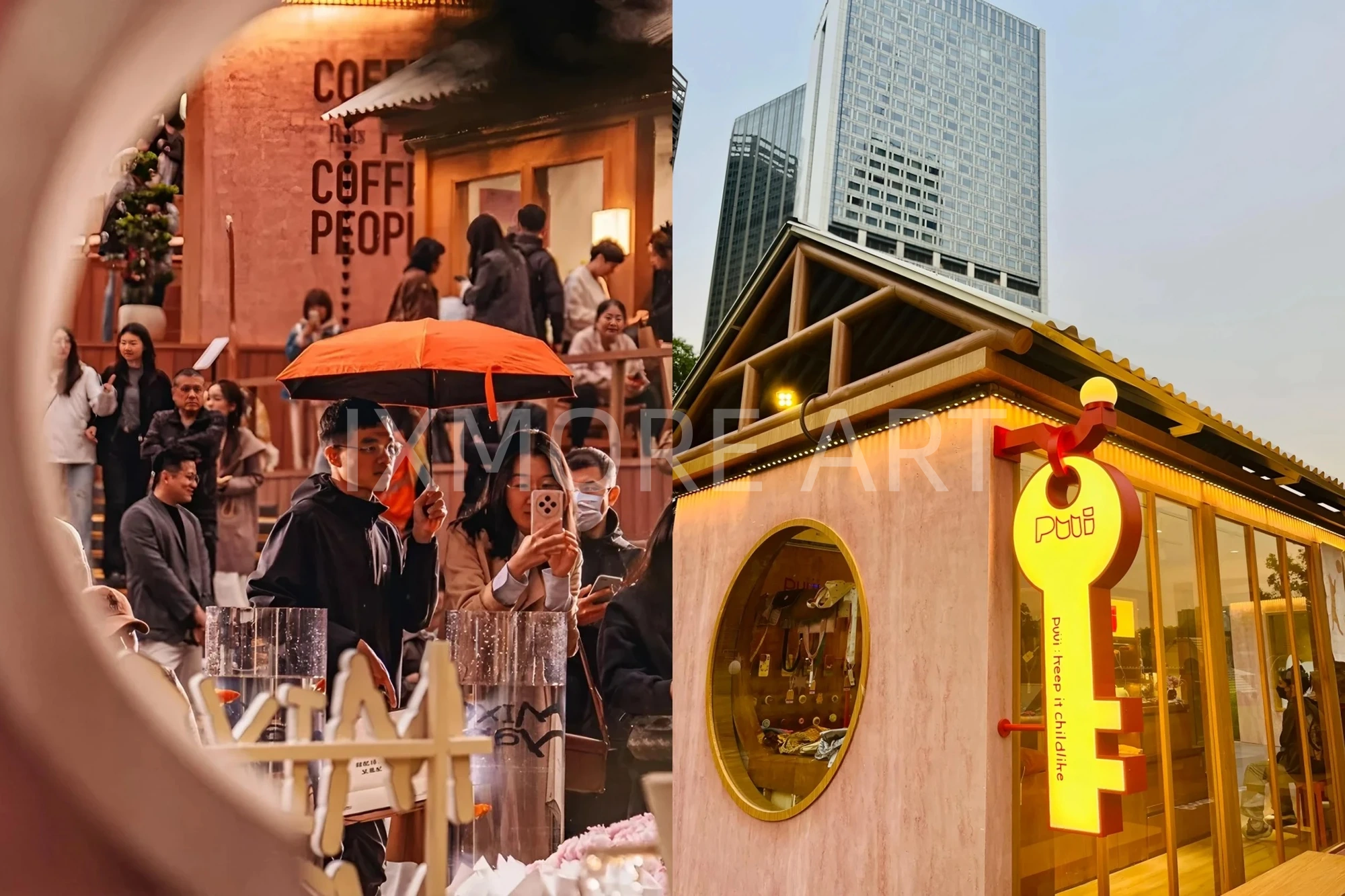 Custom immersive commercial courtyard street scene props handmade by art installation fabrication factory(6)
