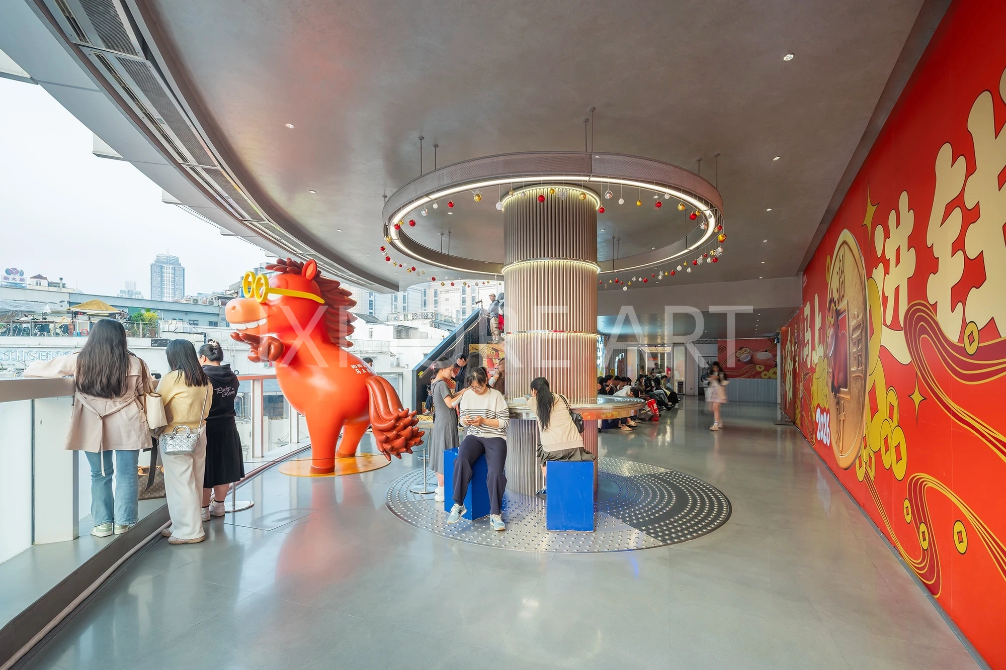 Interactive light art installation at Guangzhou Mall - custom dynamic light sculpture on retail facade(5)