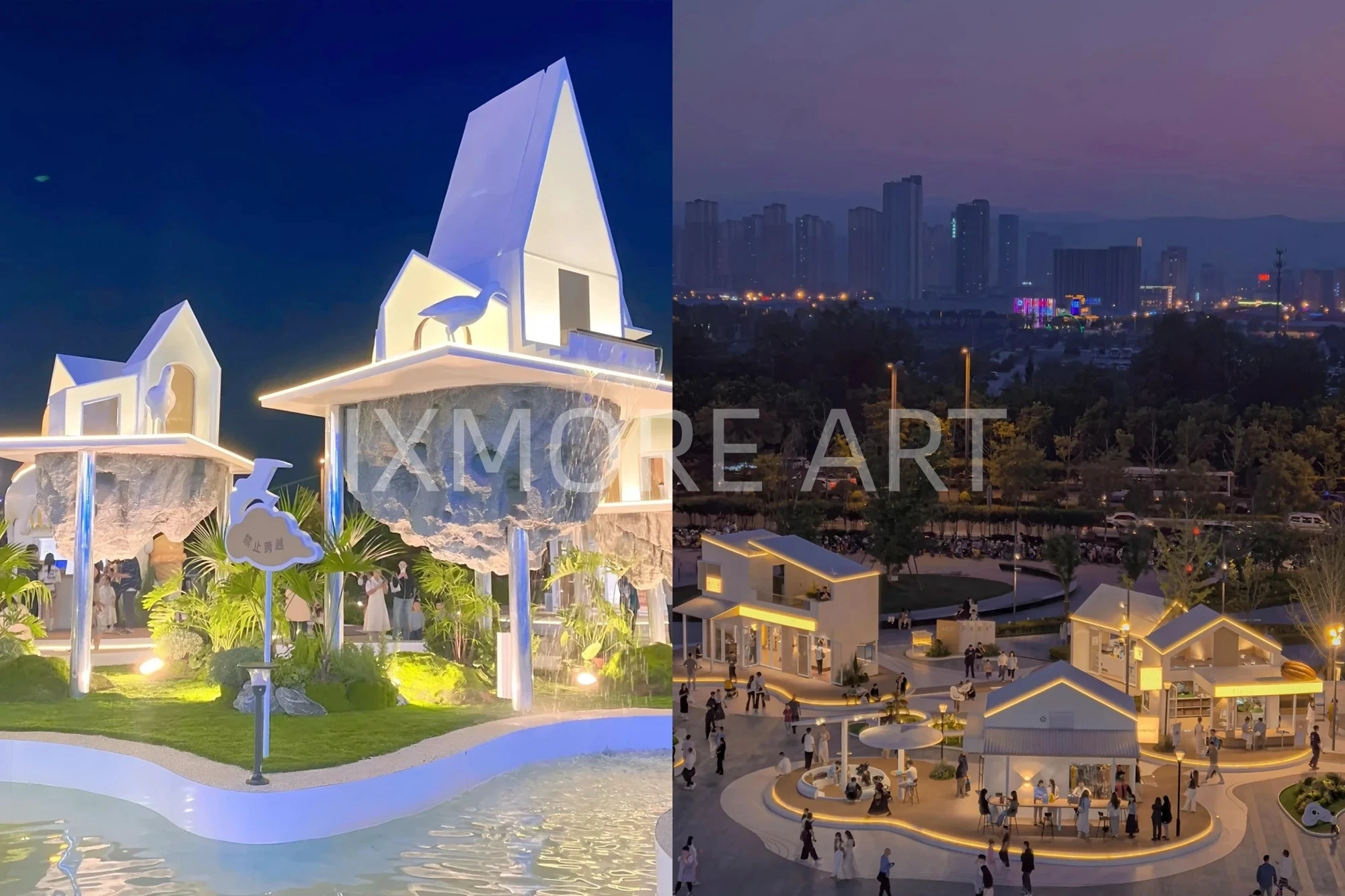 Mall art installation full view, immersive romantic town full props for commercial block scene creation, immersive props custom fabricated by art factory(7)