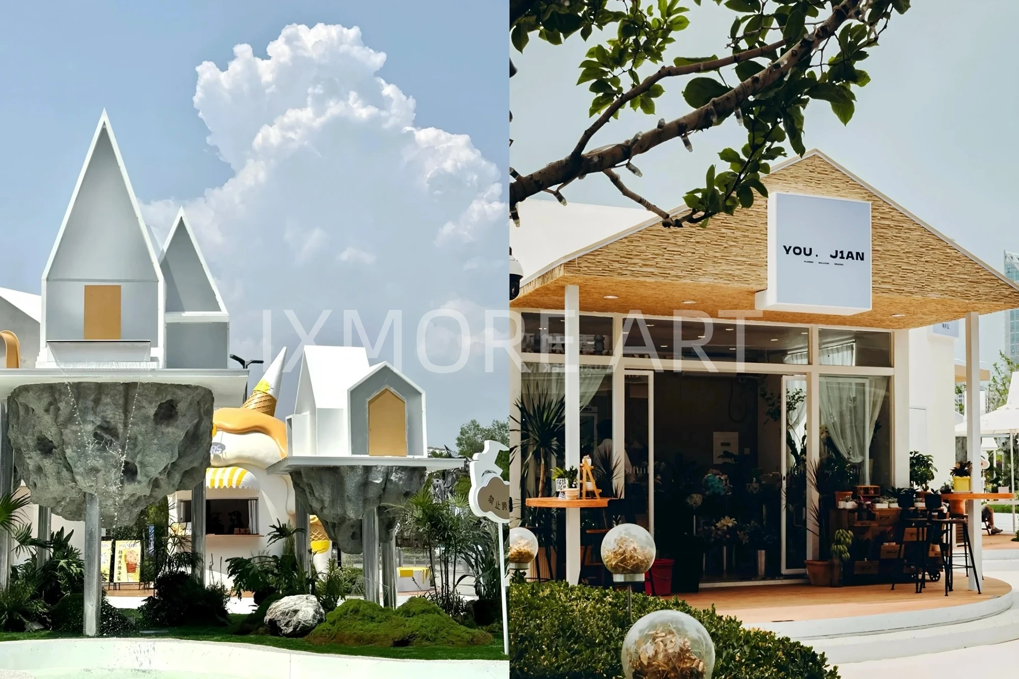 Mall art installation full view, immersive romantic town full props for commercial block scene creation, immersive props custom fabricated by art factory(8)