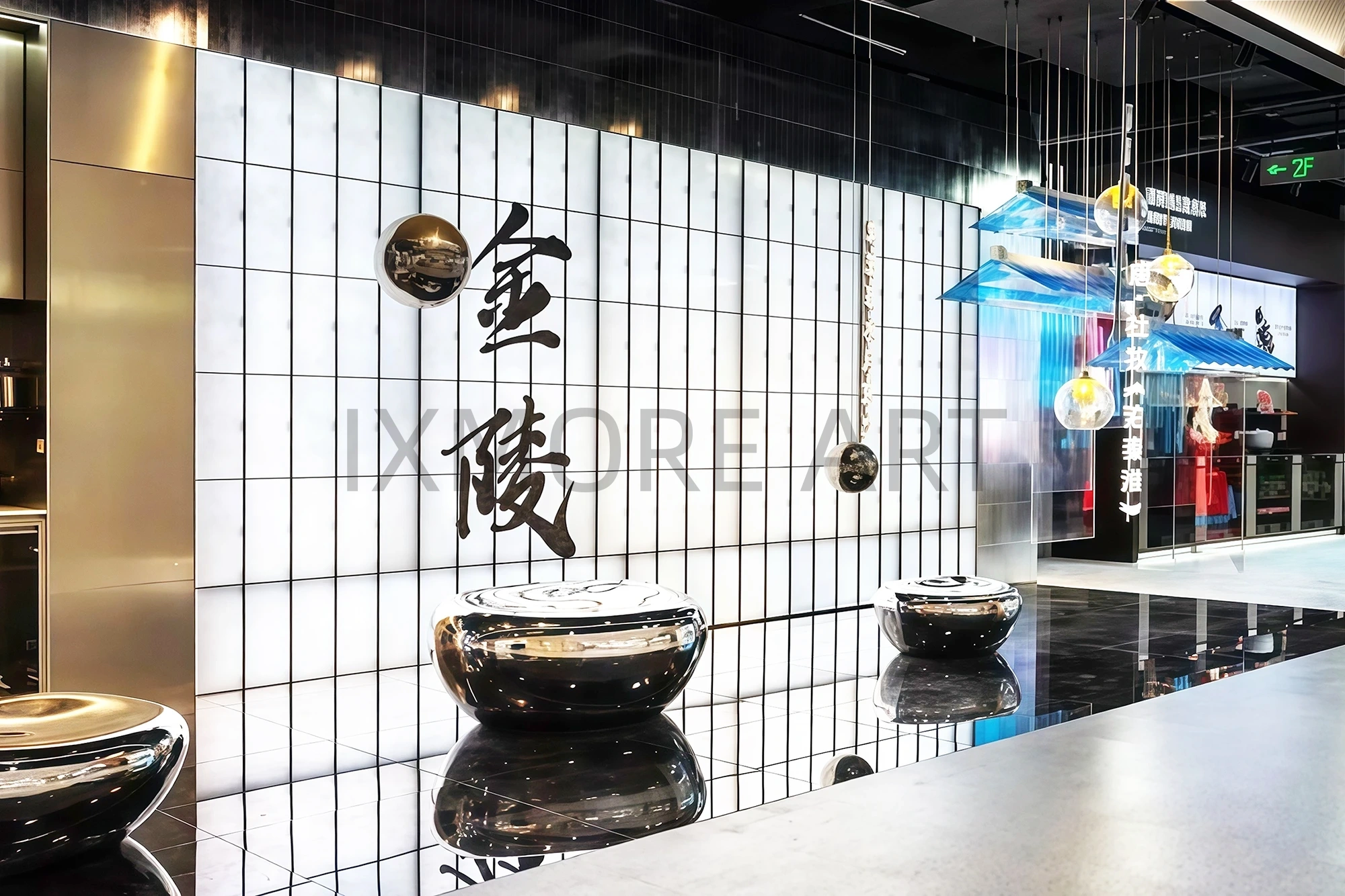 Acrylic art installation custom factory – laser-cut gradient translucent dynamic blade closeup(10)