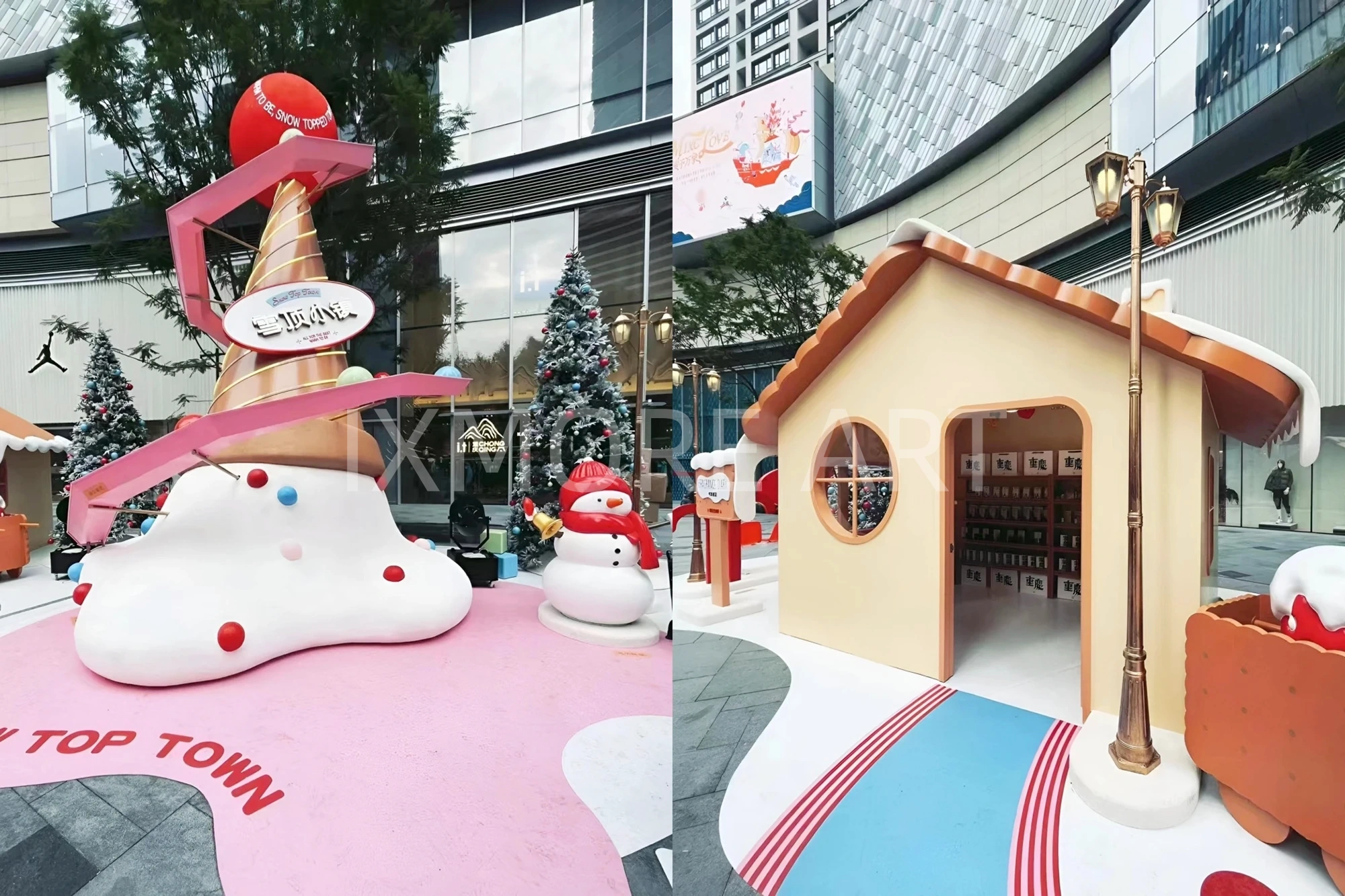 Custom Christmas town props for mall – immersive holiday installations crafted by professional decor factory(7)