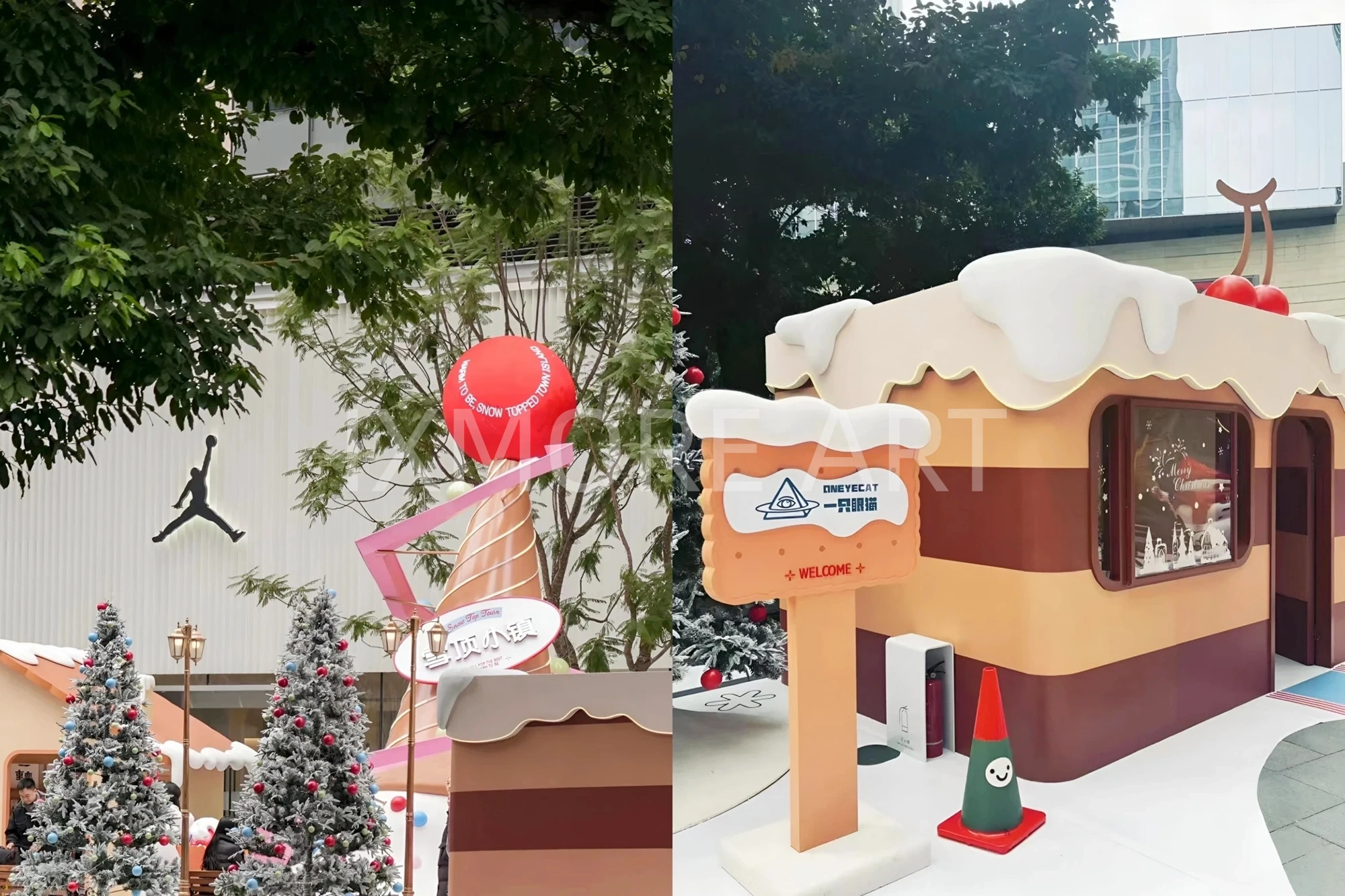 Custom Christmas town props for mall – immersive holiday installations crafted by professional decor factory(8)