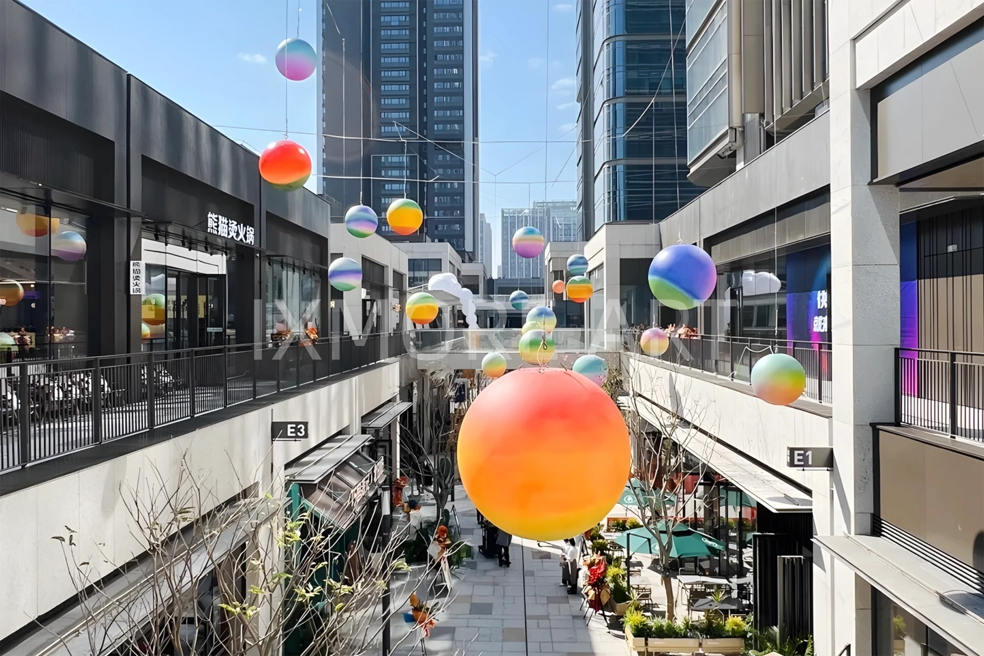Custom immersive commercial street courtyard scene props fabricated by art installation factory(12)