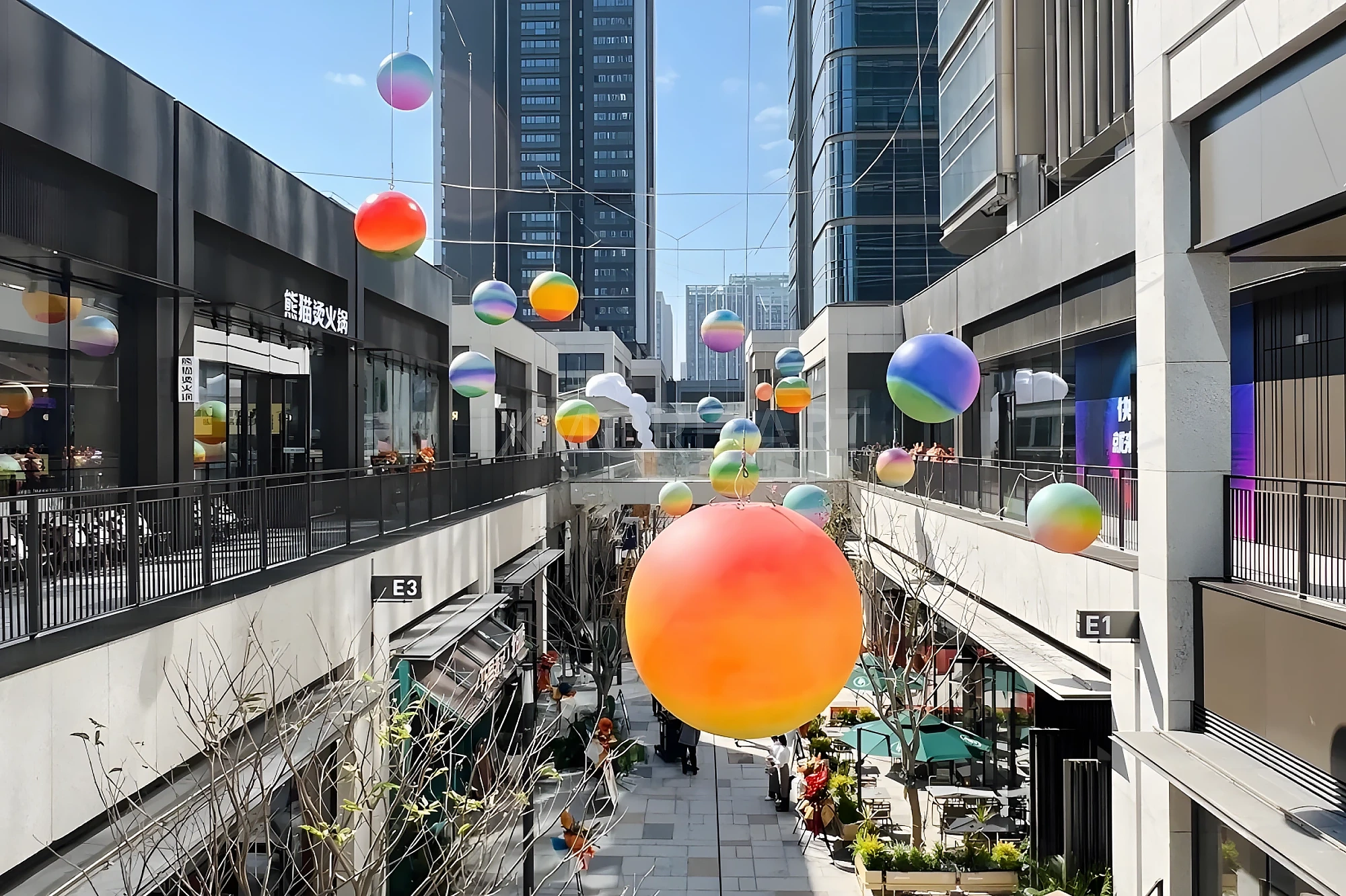 Custom immersive commercial street courtyard scene props fabricated by art installation factory-12