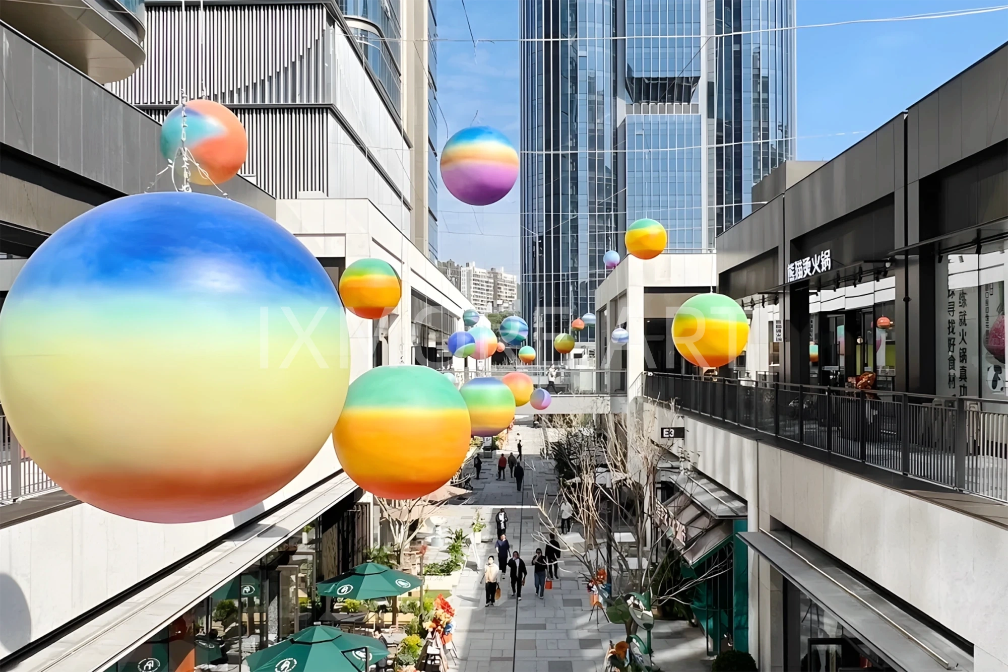 Custom immersive commercial street courtyard scene props fabricated by art installation factory(13)