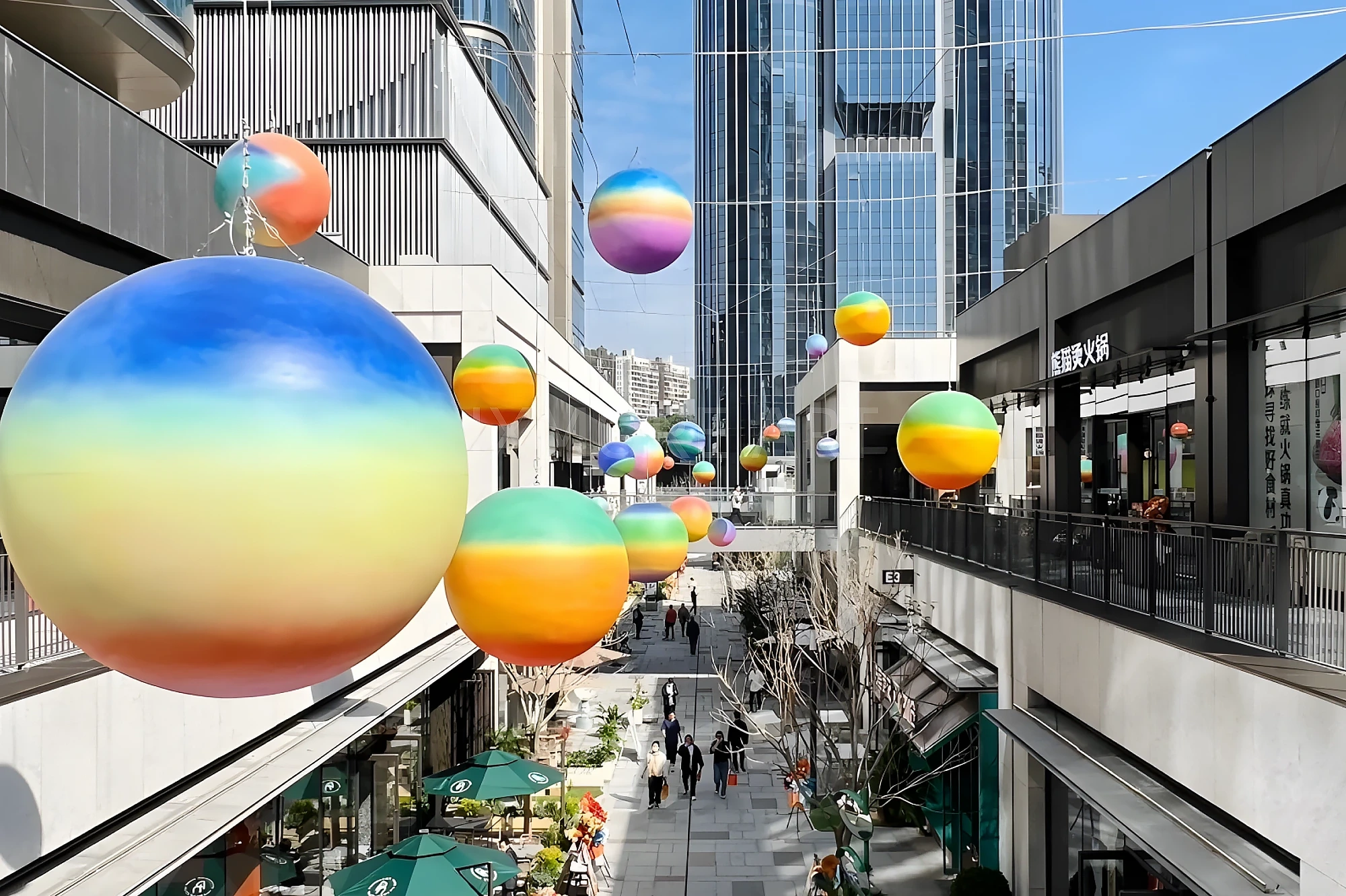 Custom immersive commercial street courtyard scene props fabricated by art installation factory-13
