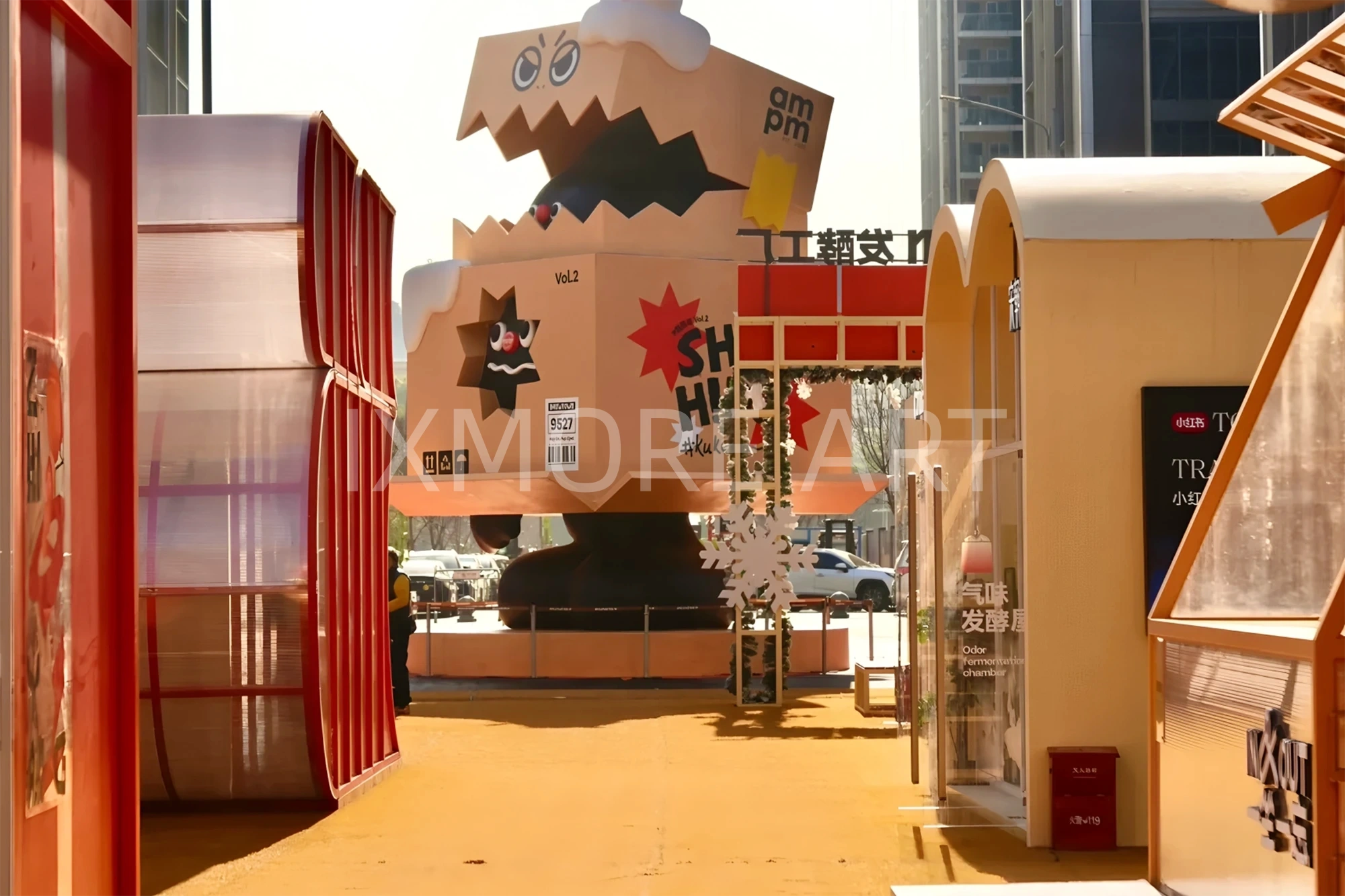Custom immersive commercial street courtyard scene props fabricated by art installation factory(4)