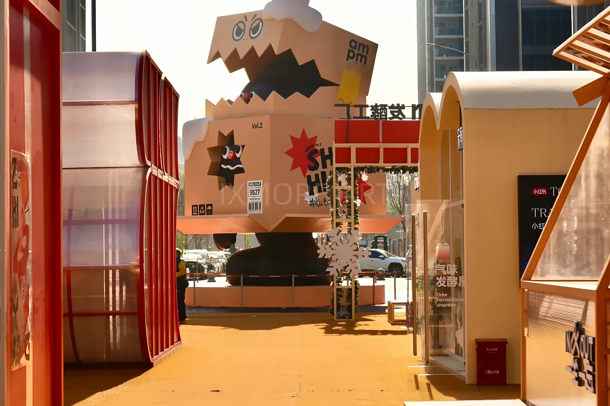 Custom immersive commercial street courtyard scene props fabricated by art installation factory-04