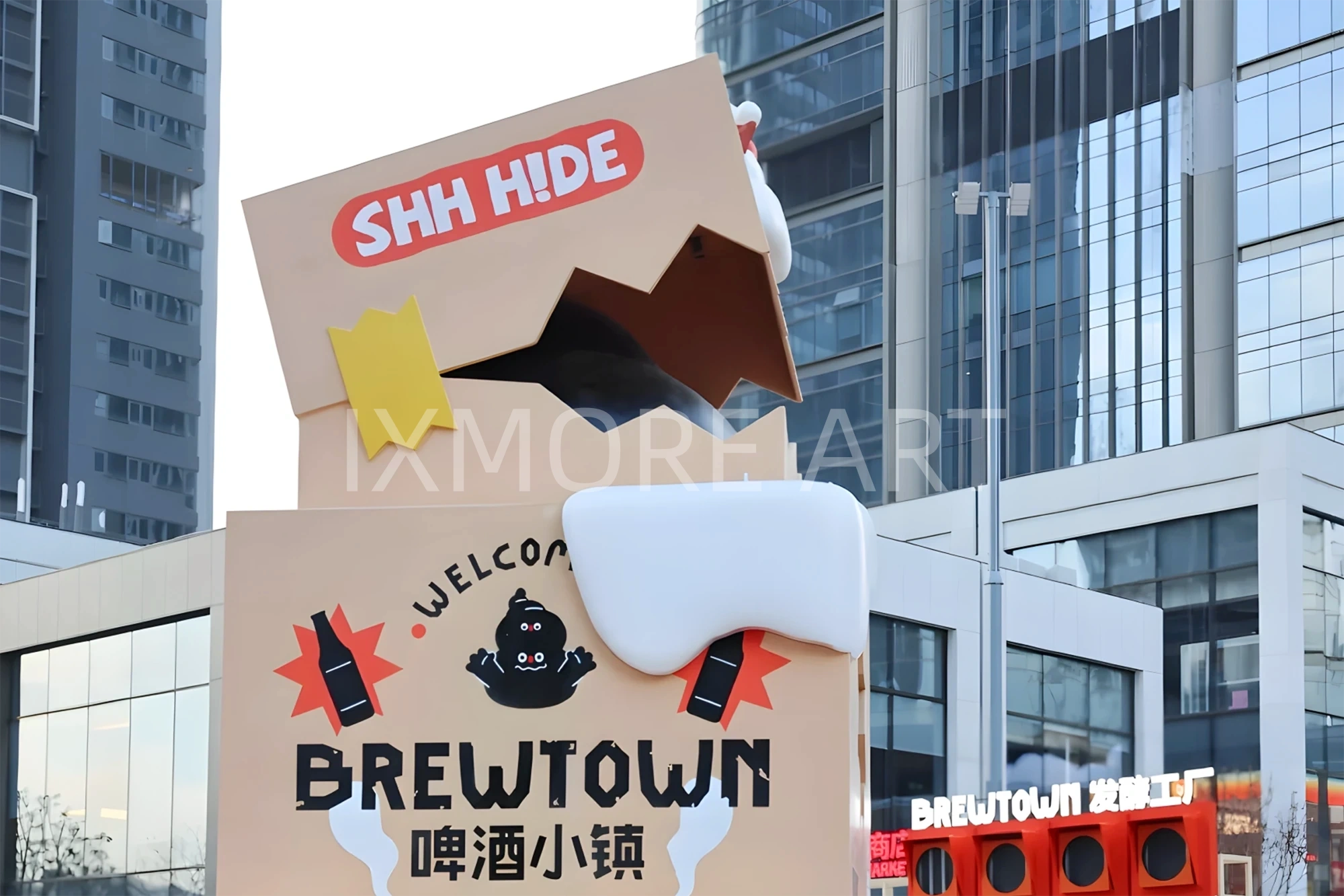 Custom immersive commercial street courtyard scene props fabricated by art installation factory(7)
