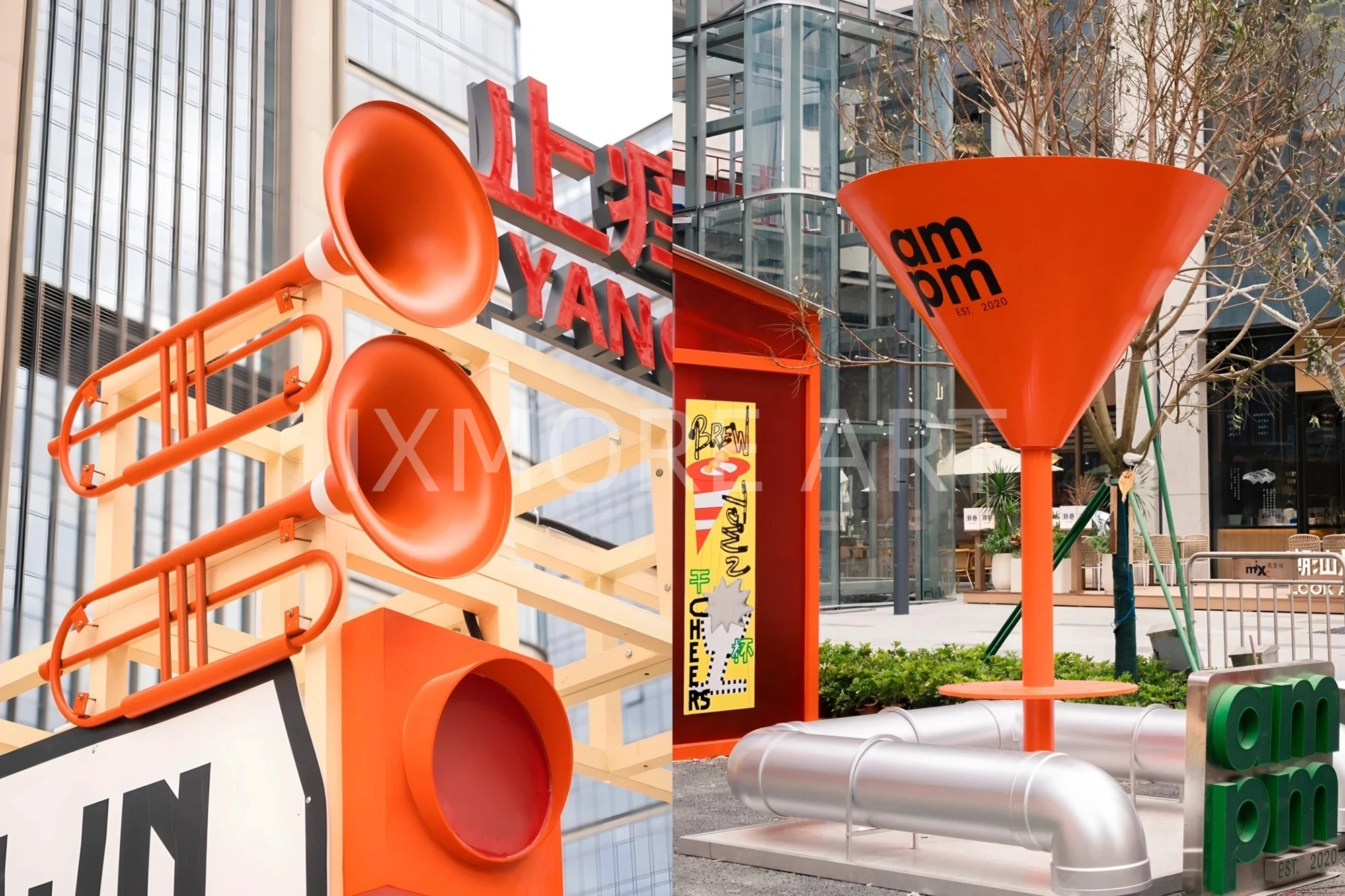 Custom immersive commercial street courtyard scene props fabricated by art installation factory(9)