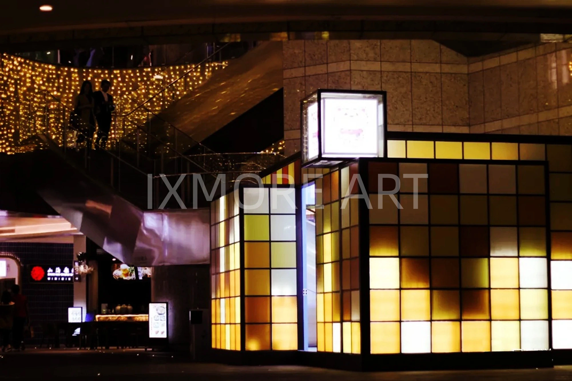 custom cyberpunk dynamic light installation art props for One Mall shopping center(11)
