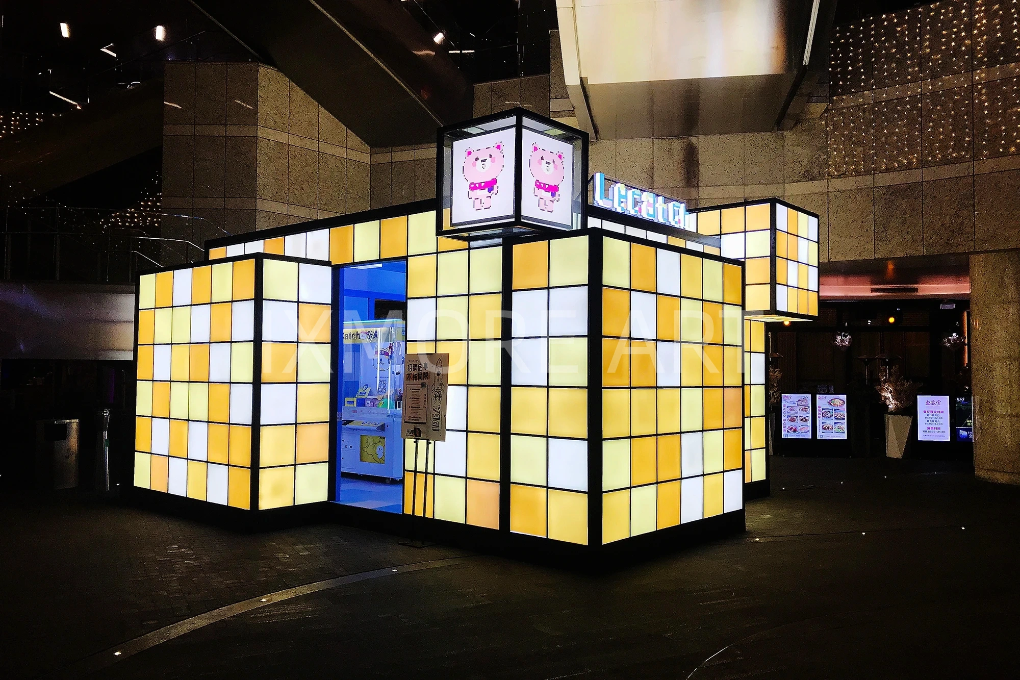custom cyberpunk dynamic light installation art props for One Mall shopping center(12)