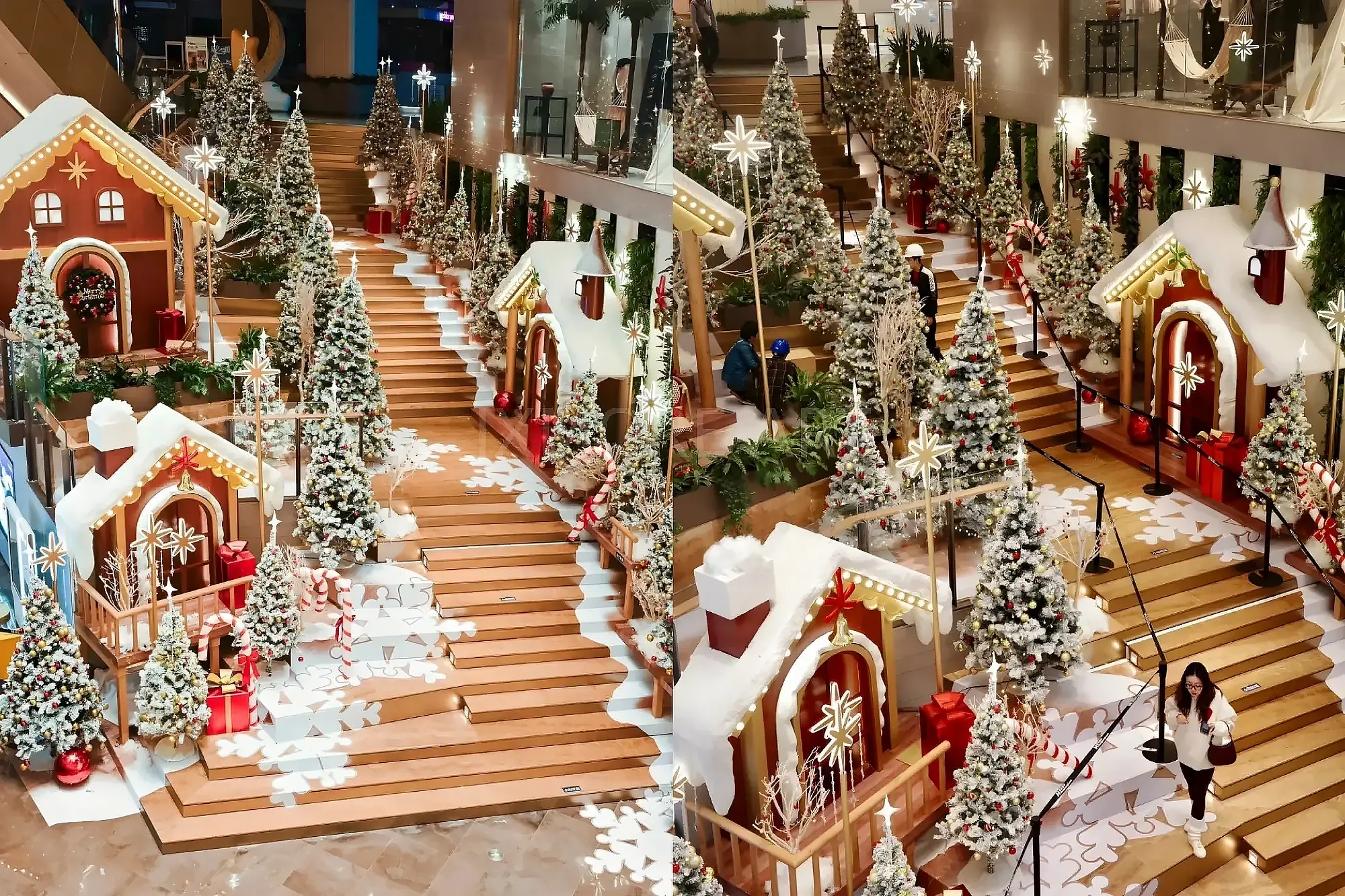 Real shot of custom dynamic light Christmas art installation, large luminous Christmas props for Chengdu Halo Mall, one-stop display production by art factory(1)