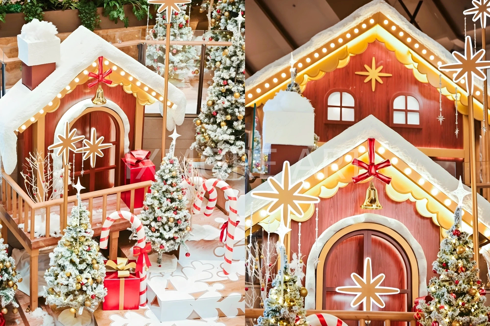 Real shot of custom dynamic light Christmas art installation, large luminous Christmas props for Chengdu Halo Mall, one-stop display production by art factory(12)