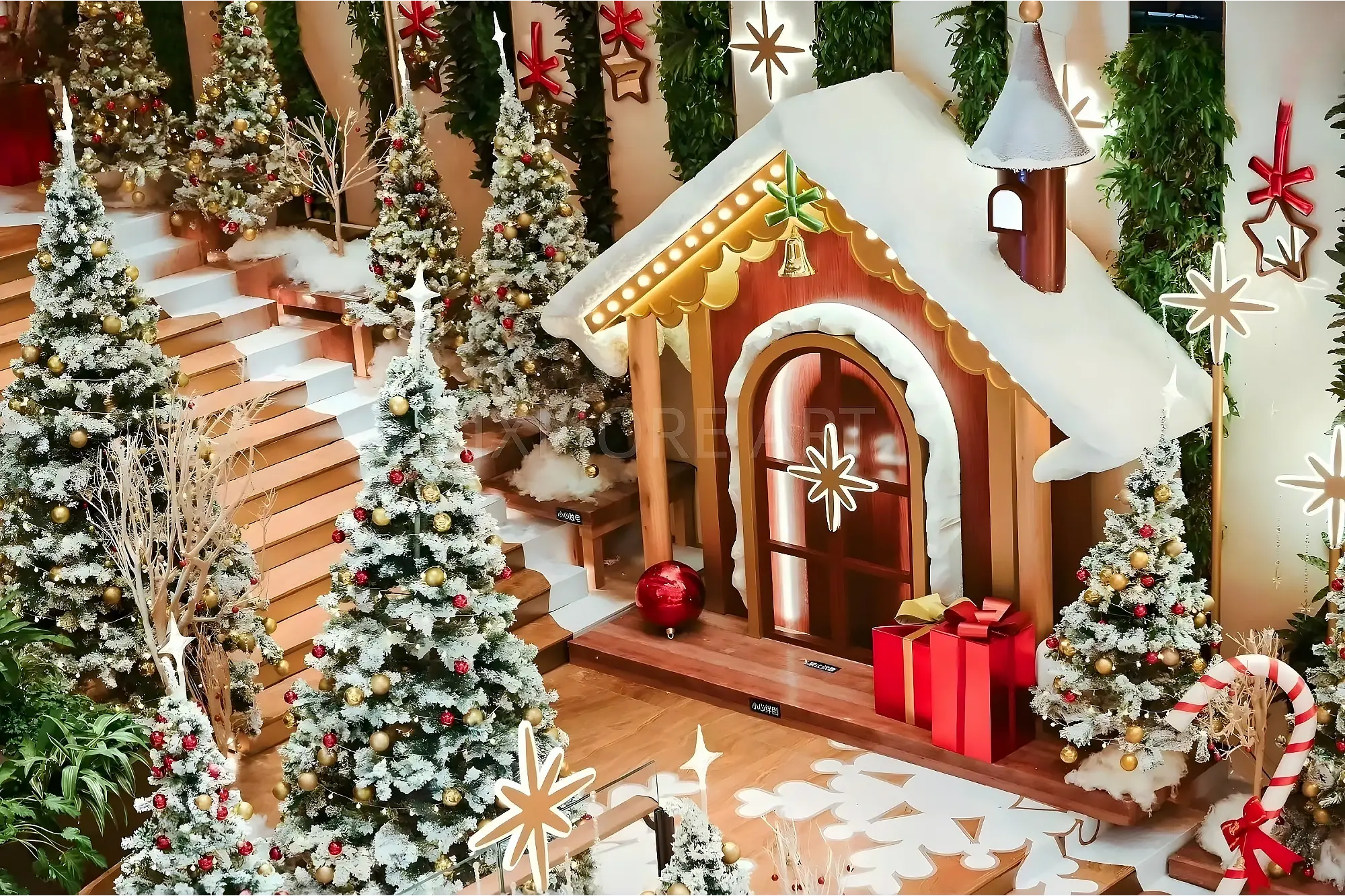 Real shot of custom dynamic light Christmas art installation, large luminous Christmas props for Chengdu Halo Mall, one-stop display production by art factory(2)