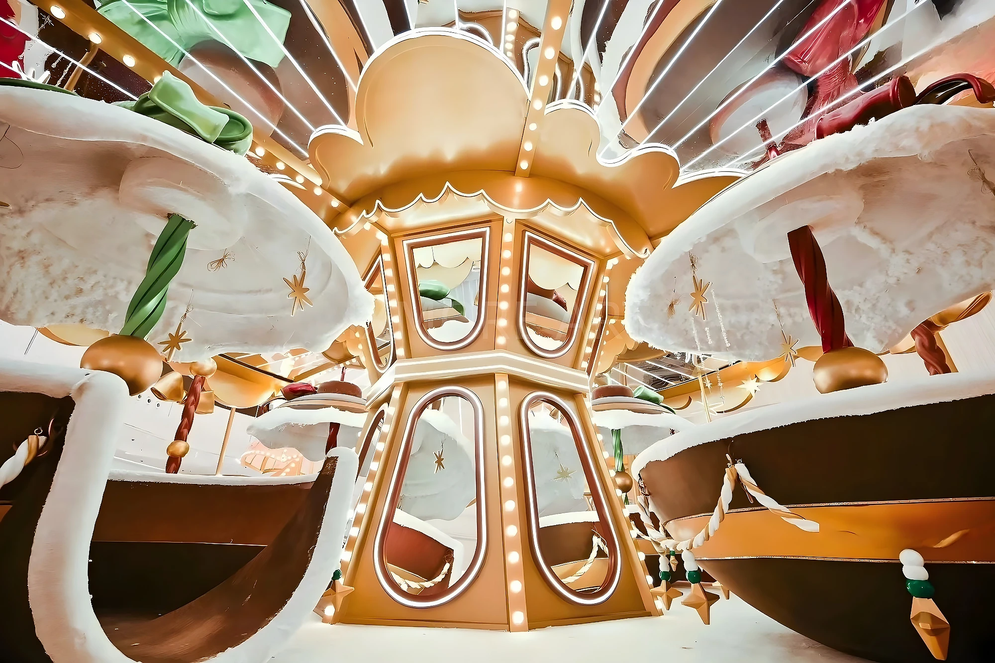 Real shot of custom dynamic light Christmas art installation, large luminous Christmas props for Chengdu Halo Mall, one-stop display production by art factory(9)