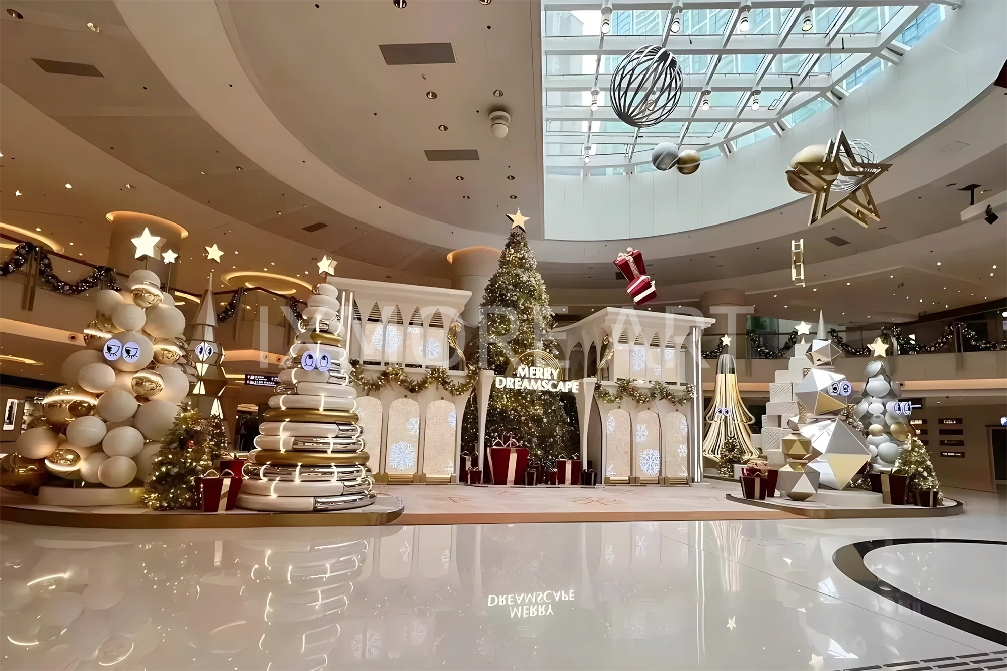 Custom Christmas themed scene installation at Elements Mall HK – made by retail holiday décor factory(10)