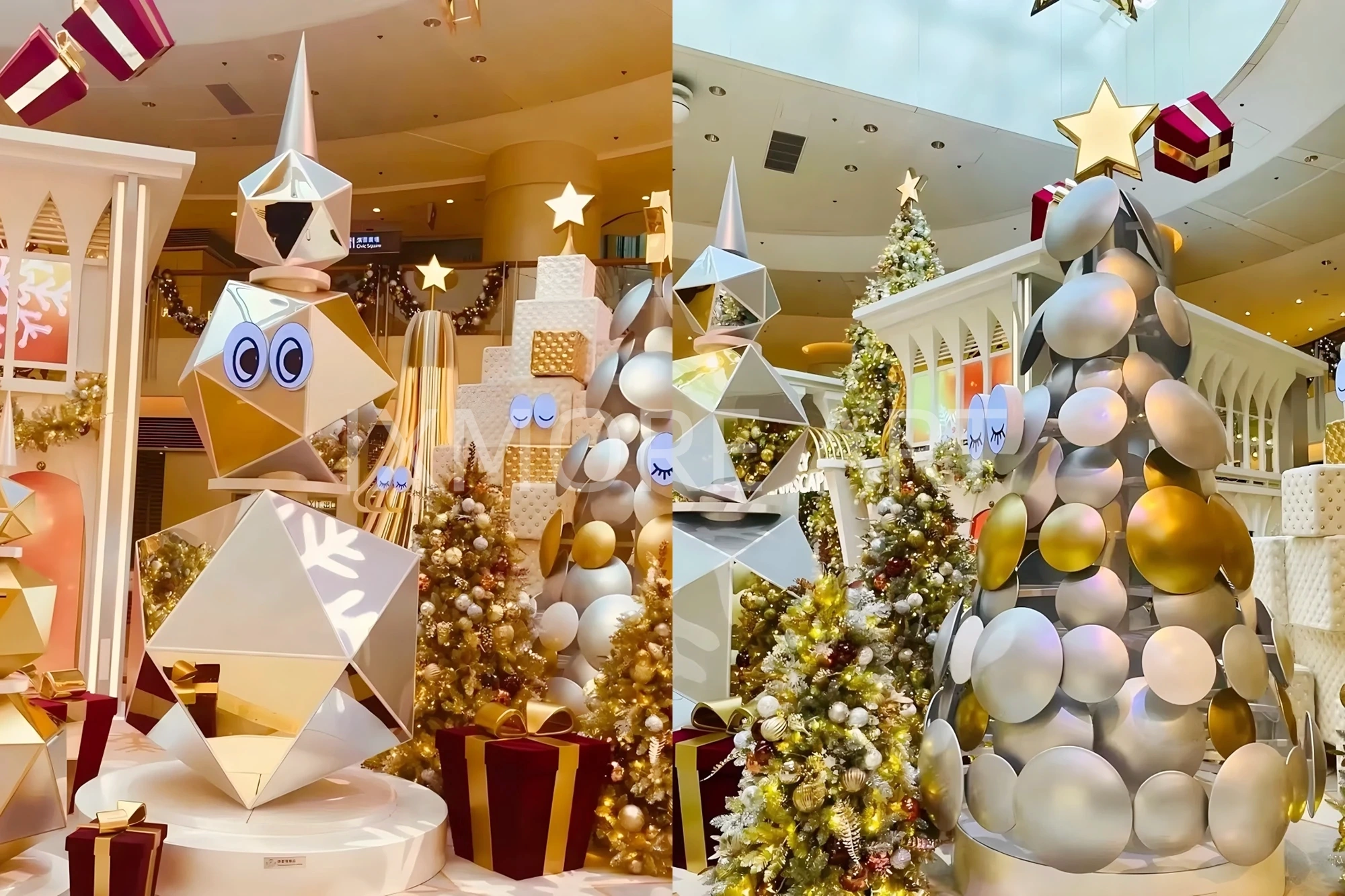 Custom Christmas themed scene installation at Elements Mall HK – made by retail holiday décor factory(6)