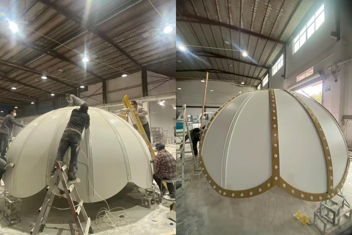 Factory pre-fabrication and on-site build process of custom Christmas props for Haiya Binfen City turnkey project(7)