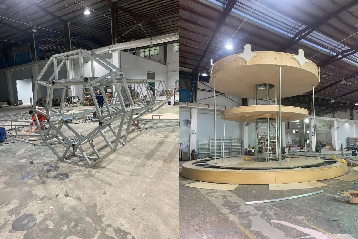 Factory pre-fabrication and on-site build process of custom Christmas props for Haiya Binfen City turnkey project(8)