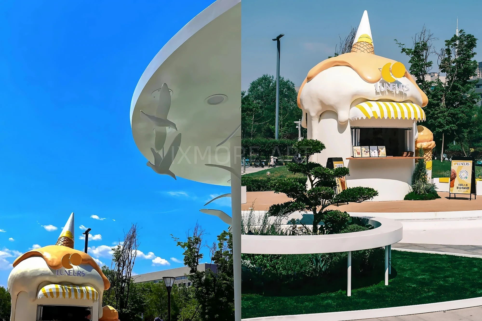 Mall art installation full view, immersive romantic town full props for commercial block scene creation, immersive props custom fabricated by art factory(13)