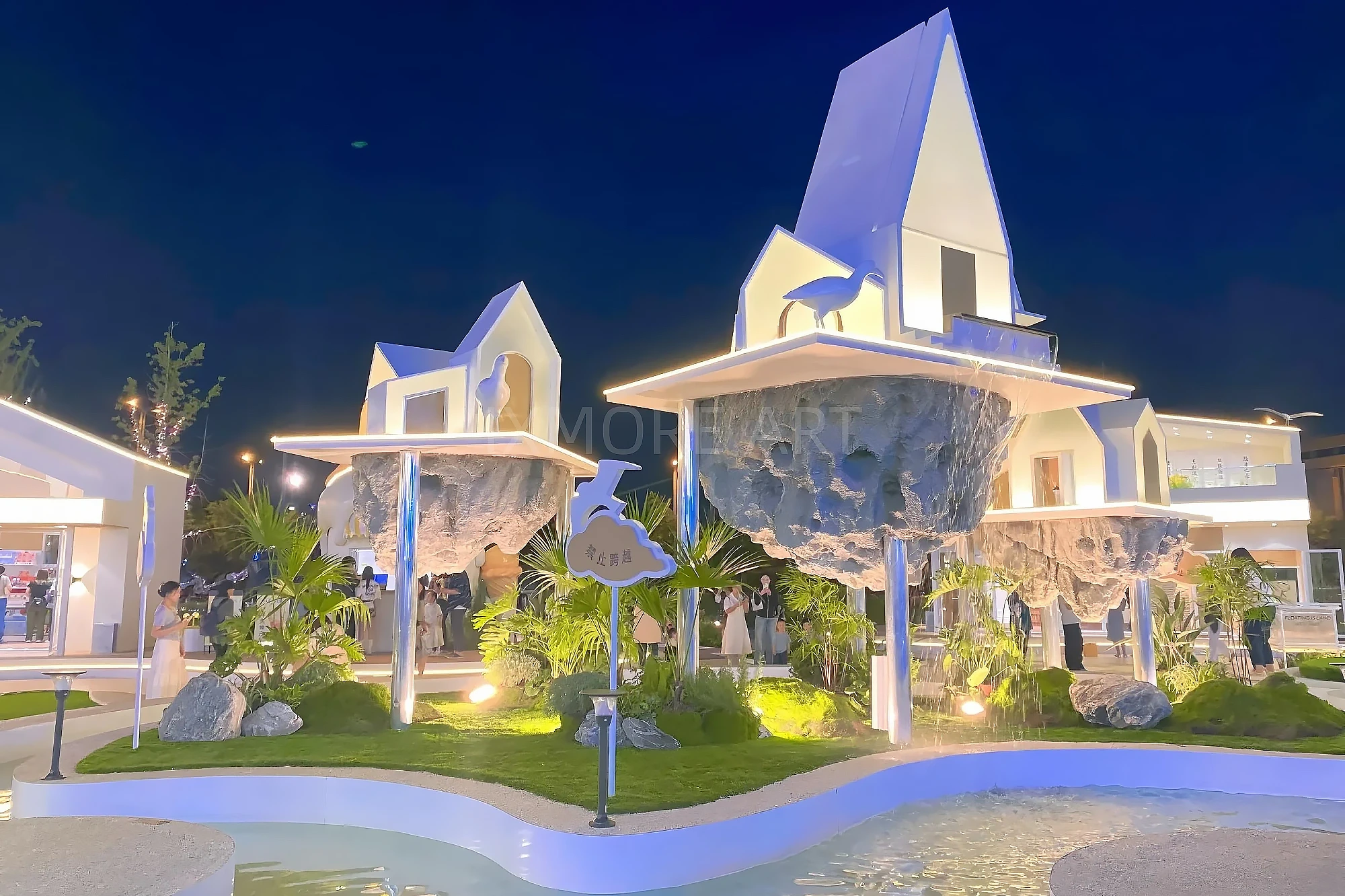 Mall art installation full view, immersive romantic town full props for commercial block scene creation, immersive props custom fabricated by art factory(4)