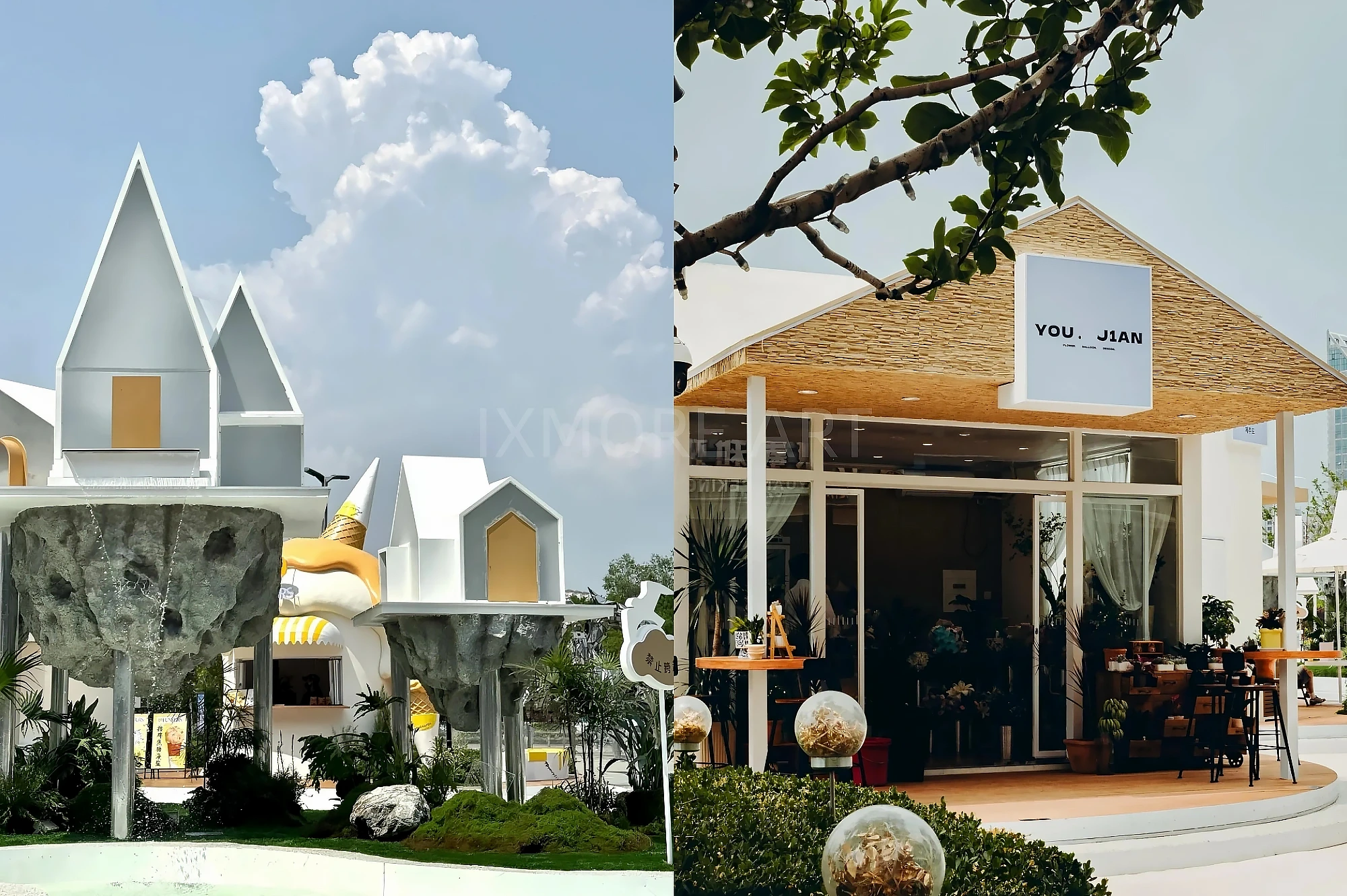 Mall art installation full view, immersive romantic town full props for commercial block scene creation, immersive props custom fabricated by art factory(8)