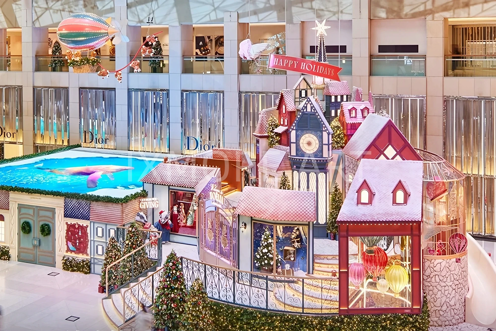 Custom Christmas castle props for Landmark Hong Kong – mall holiday art installation(13)