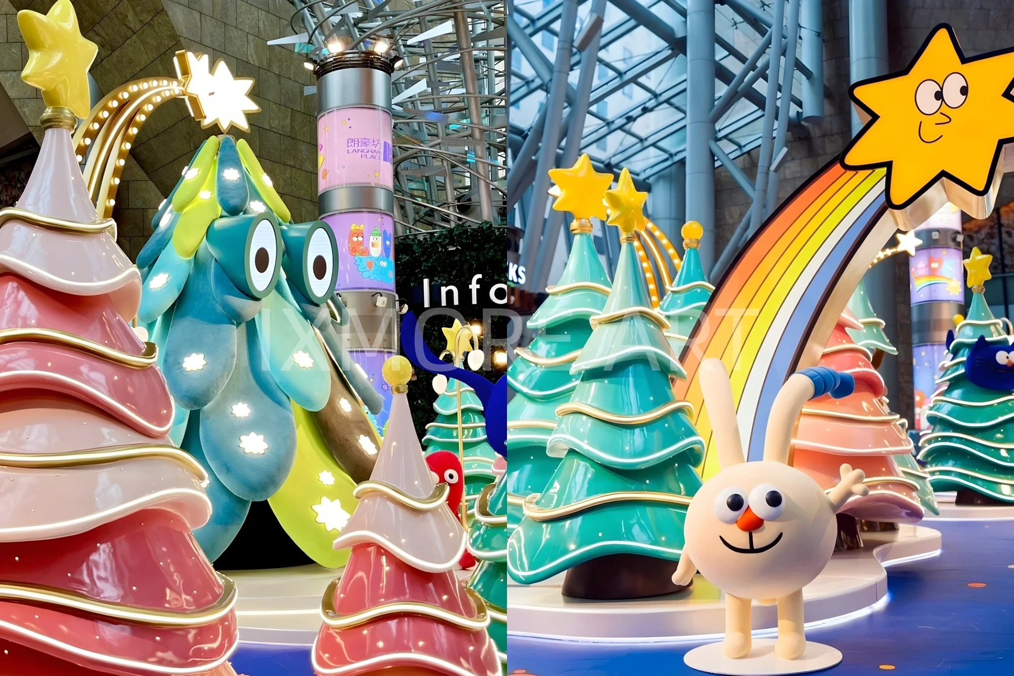 Custom Christmas art installation at Langham Place Hong Kong mall – tailored display props and festive decor(8)