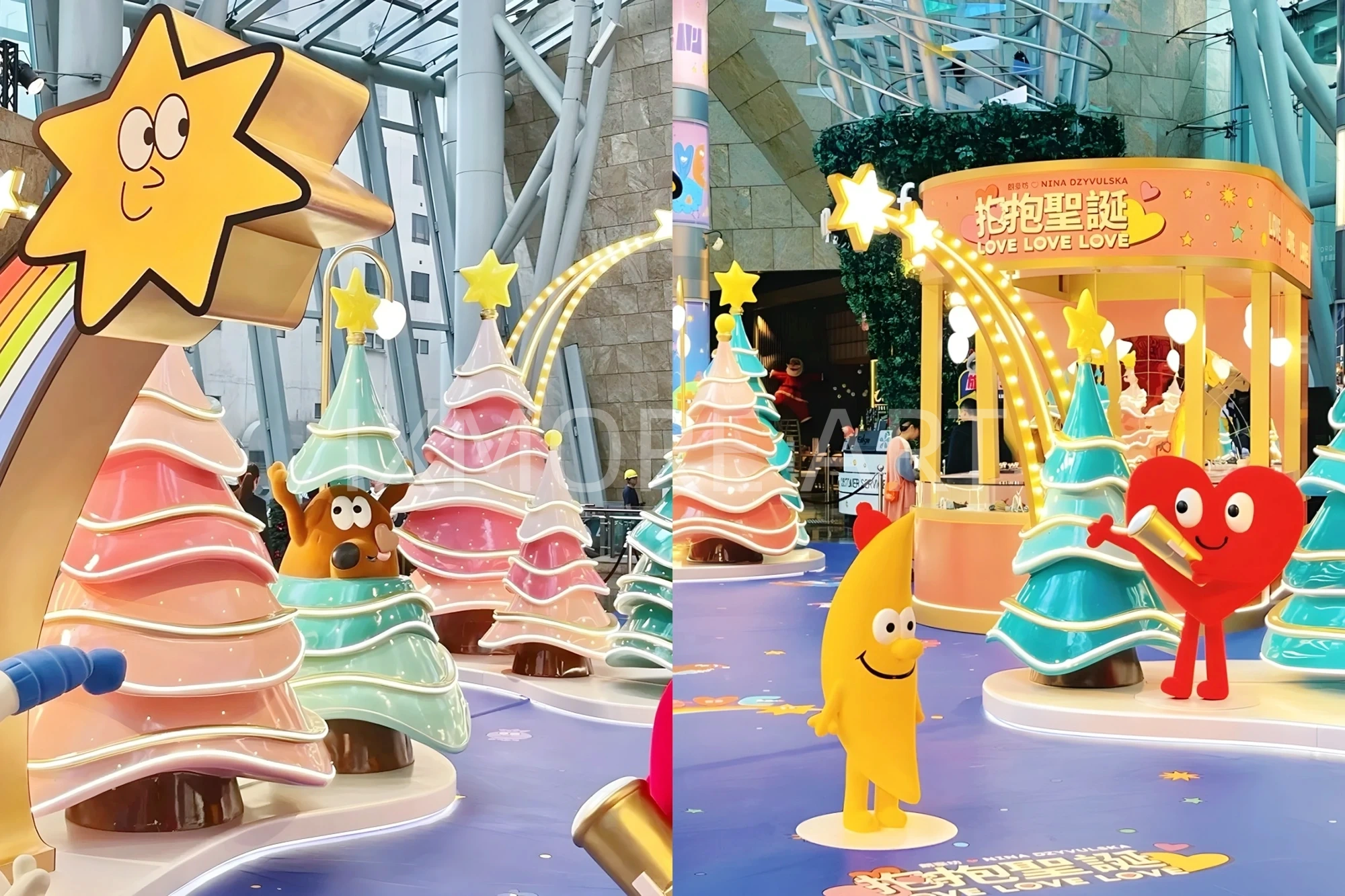 Custom Christmas art installation at Langham Place Hong Kong mall – tailored display props and festive decor(9)
