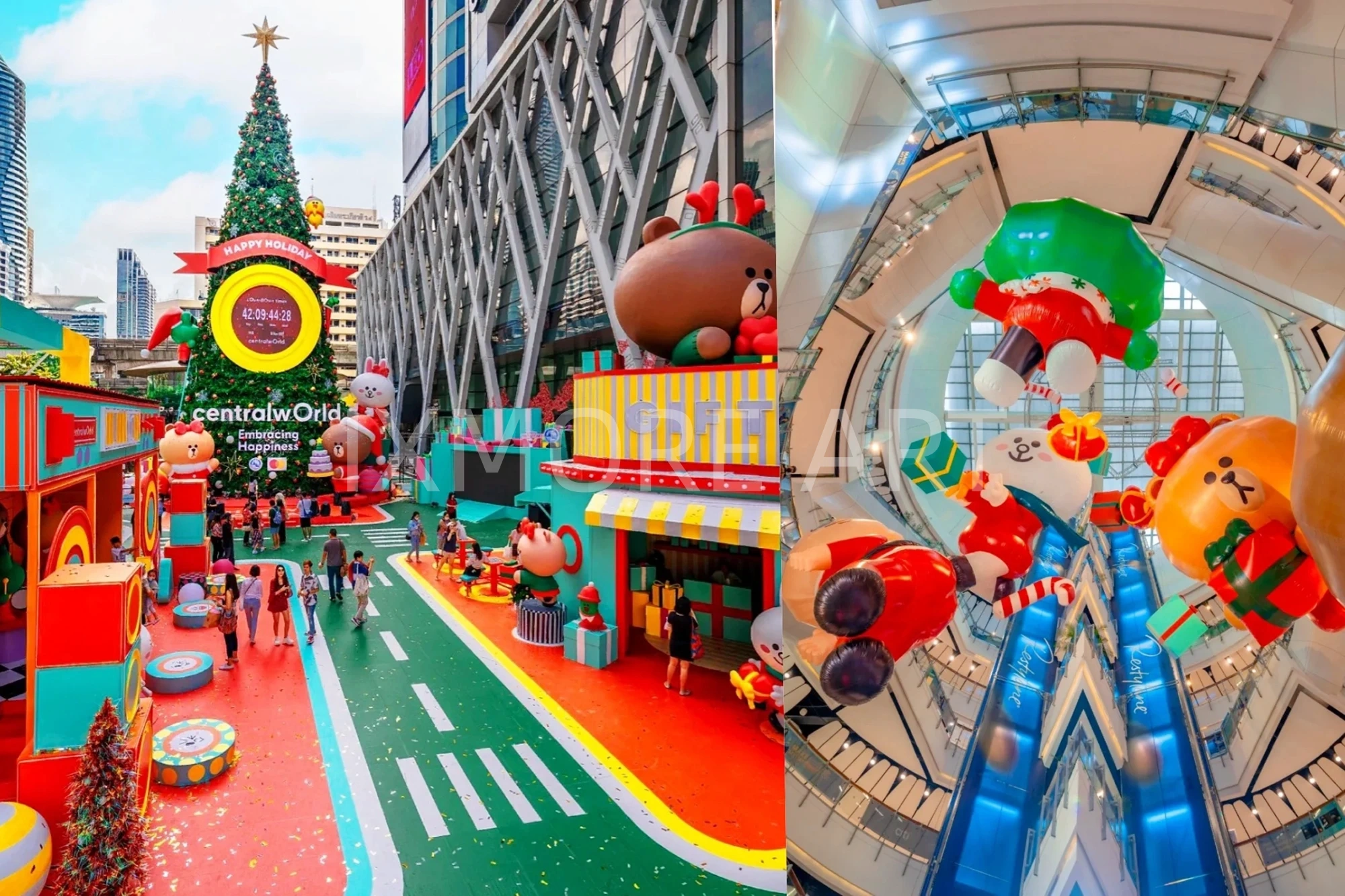 Custom large-scale LINE FRIENDS Christmas art installation for Bangkok mall（1）