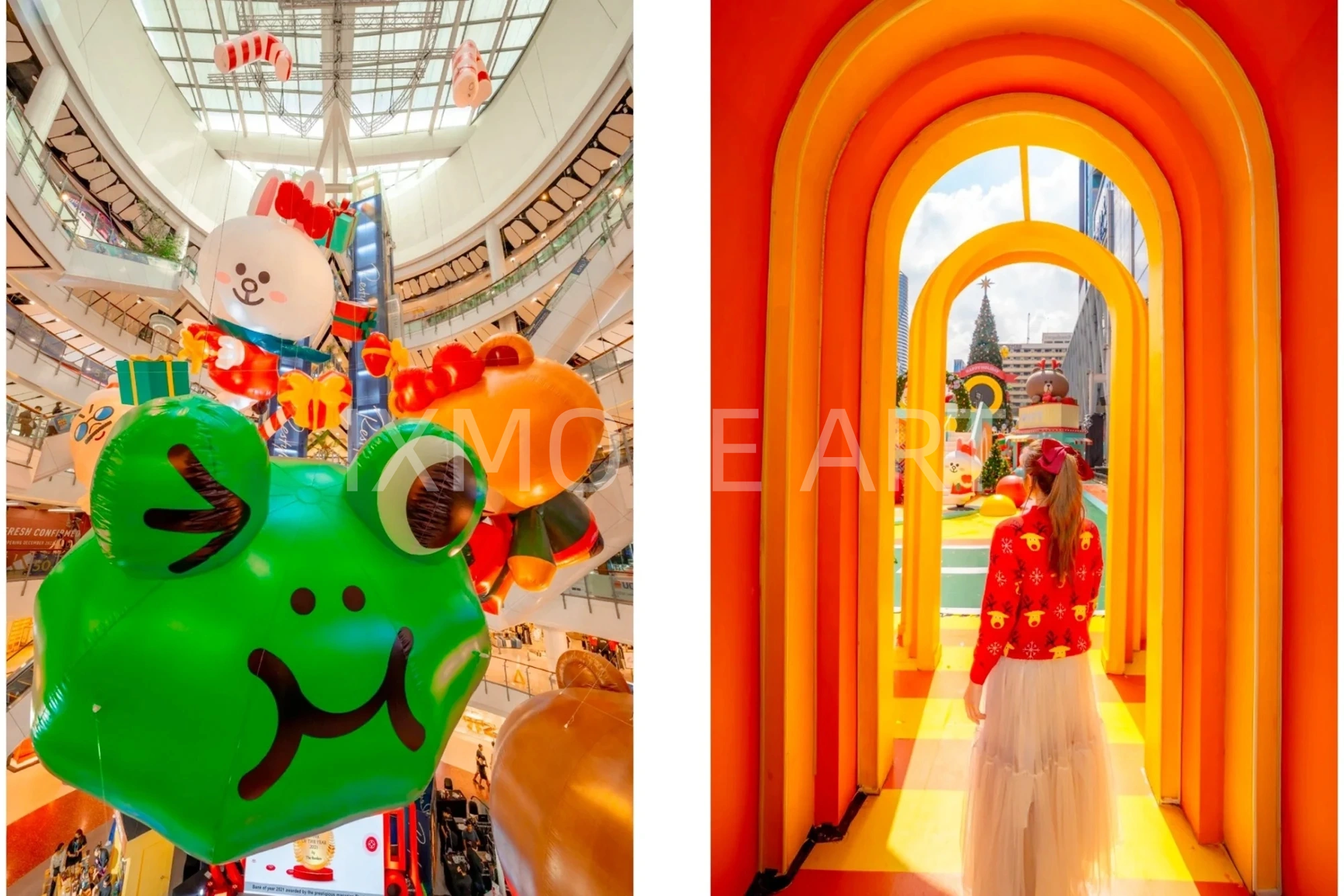 Custom large-scale LINE FRIENDS Christmas art installation for Bangkok mall（2）
