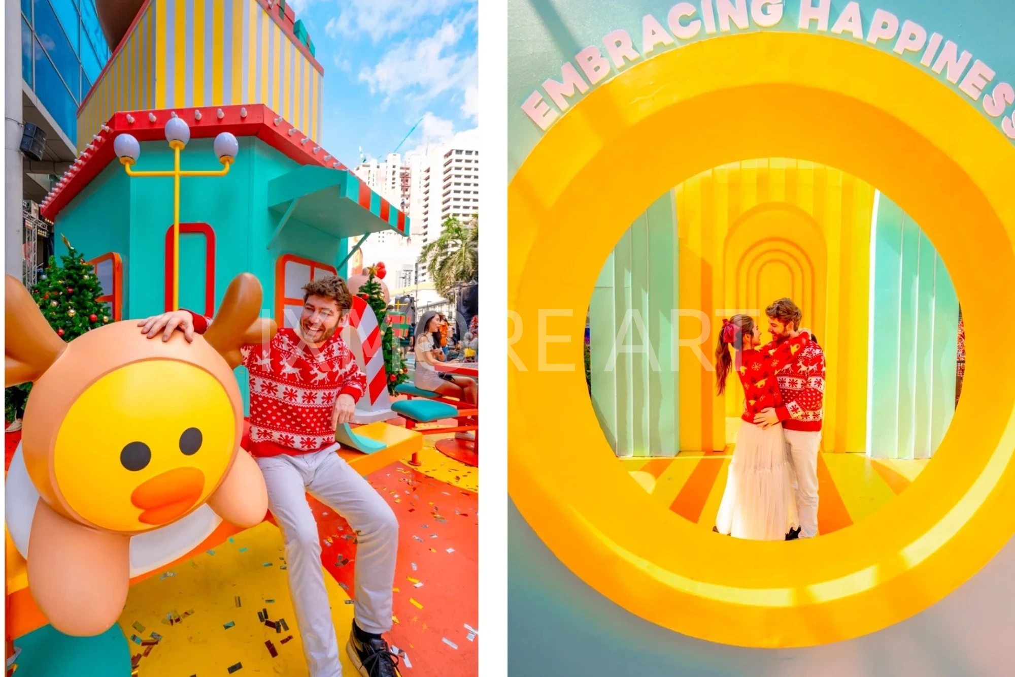 Custom large-scale LINE FRIENDS Christmas art installation for Bangkok mall（3）