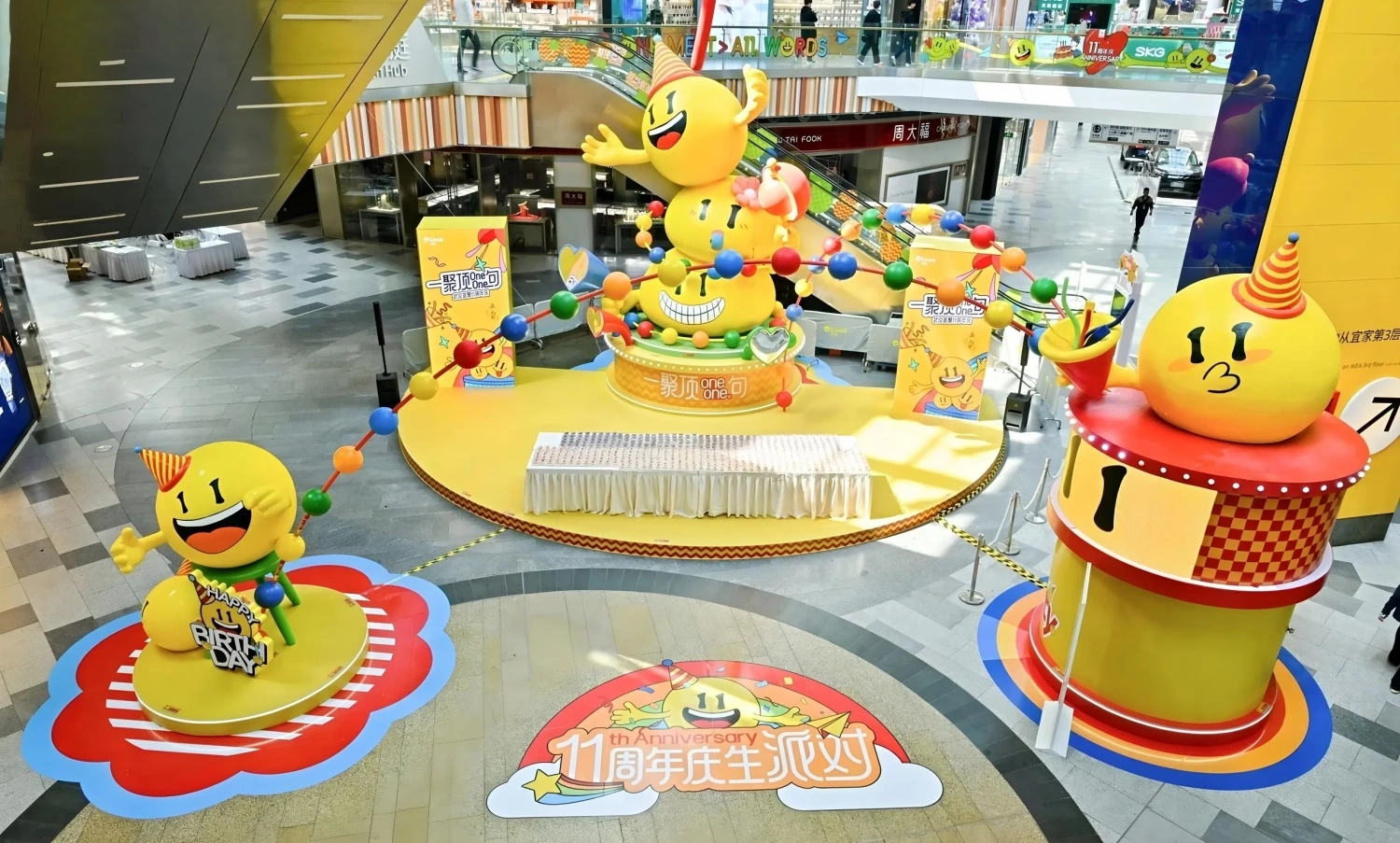 Livat shopping mall custom IP-themed decoration installation overview at atrium, featuring immersive story-driven display with Nordic aesthetics and character art, custom fabricated by professional decoration factory-2