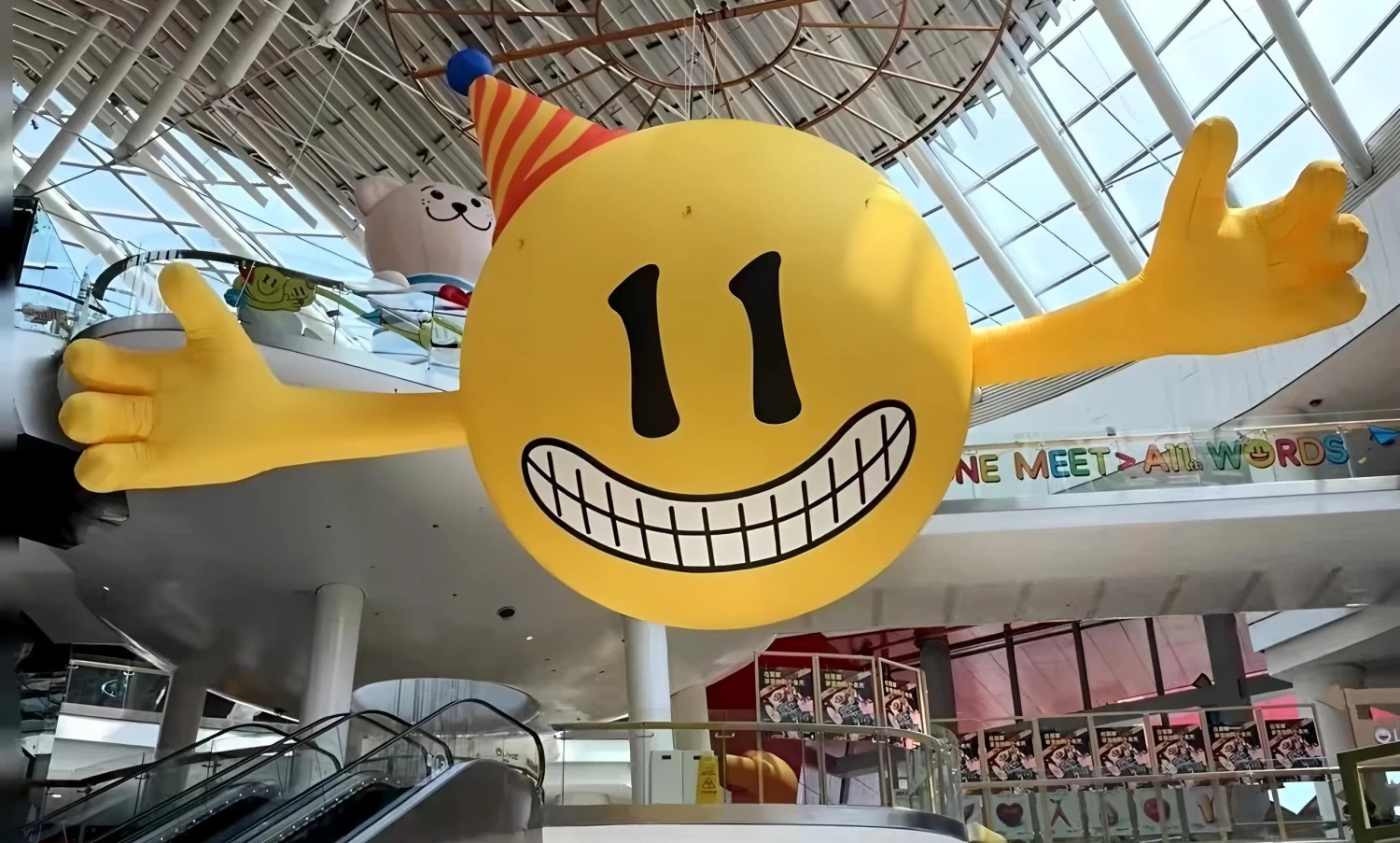 Livat shopping mall custom IP-themed decoration installation overview at atrium, featuring immersive story-driven display with Nordic aesthetics and character art, custom fabricated by professional decoration factory-5