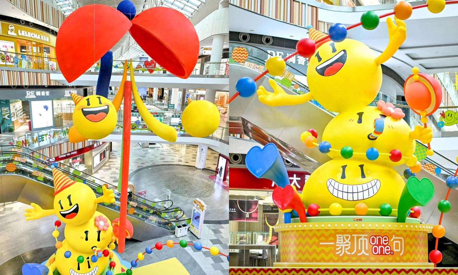 Livat shopping mall custom IP-themed decoration installation overview at atrium, featuring immersive story-driven display with Nordic aesthetics and character art, custom fabricated by professional decoration factory-6