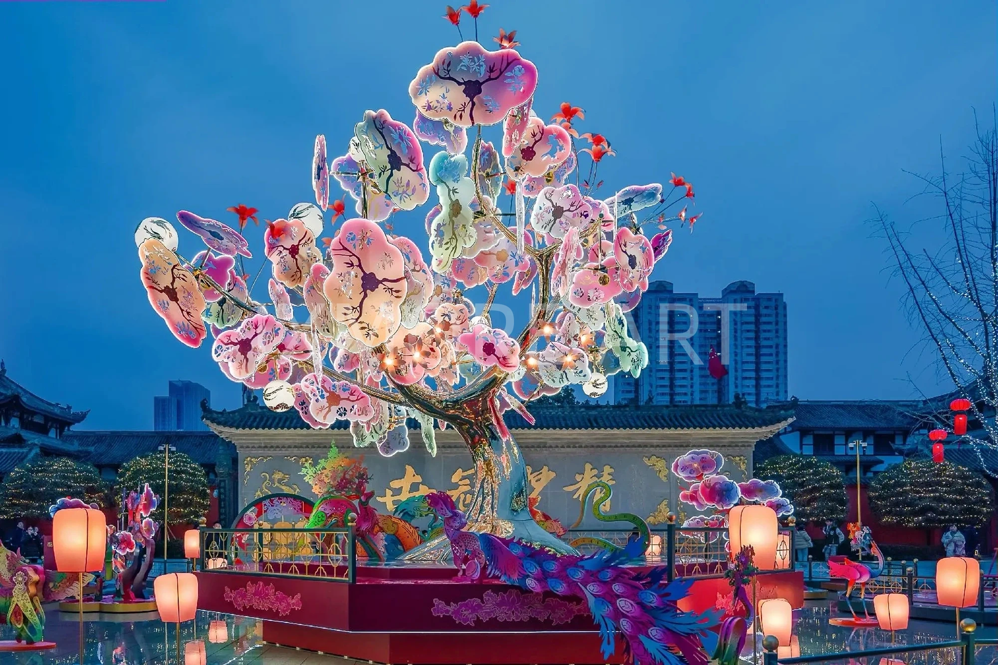 Immersive installation custom for shopping mall, interactive art walkway with lighting and mirrors, factory-made, Instagrammable experience(1)