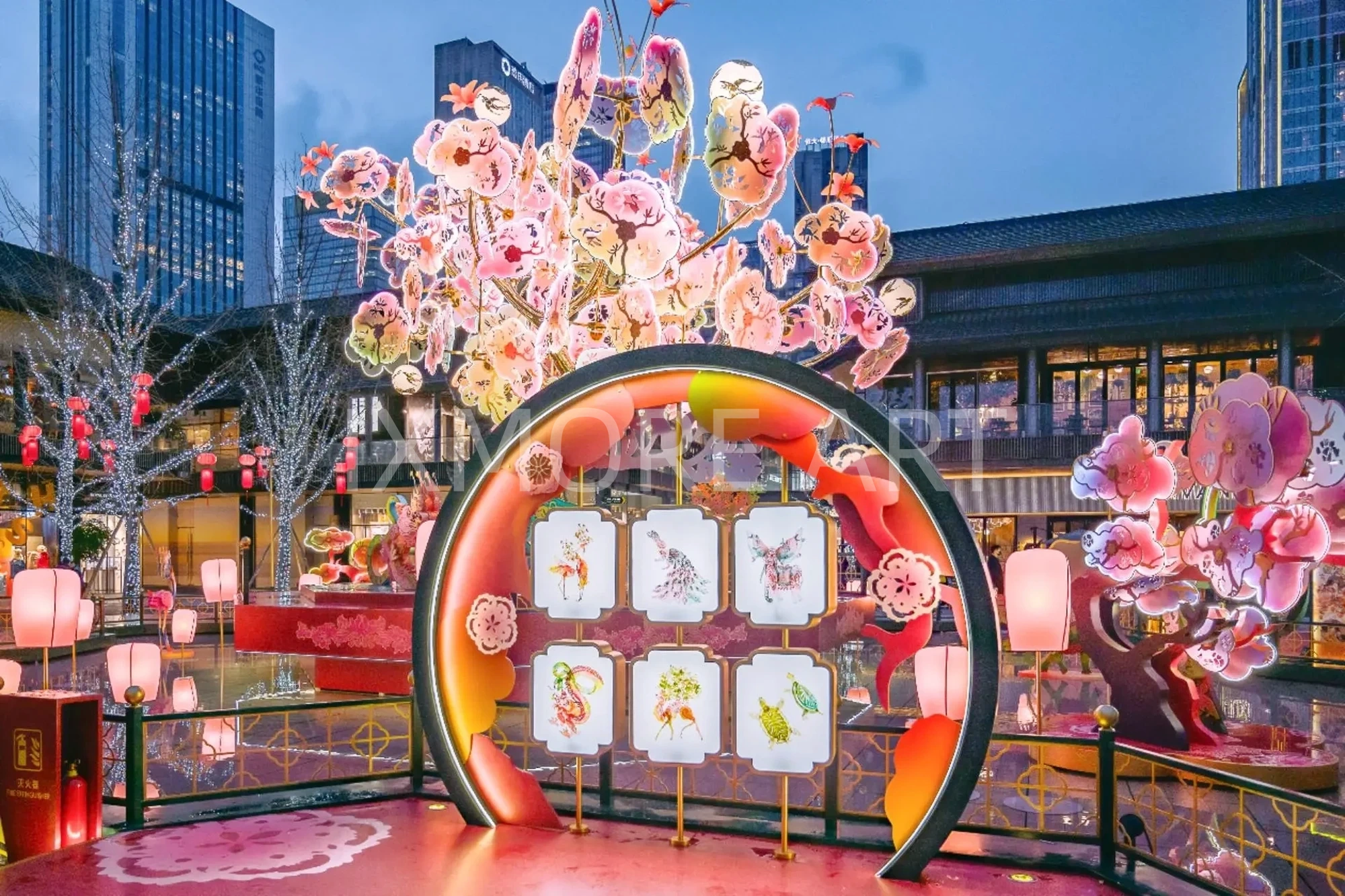 Immersive installation custom for shopping mall, interactive art walkway with lighting and mirrors, factory-made, Instagrammable experience(10)