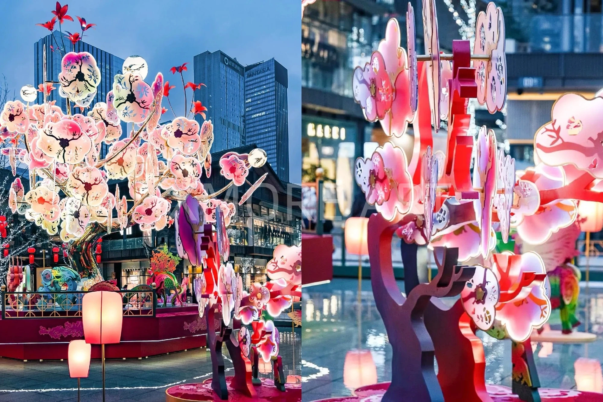 Immersive installation custom for shopping mall, interactive art walkway with lighting and mirrors, factory-made, Instagrammable experience(11)