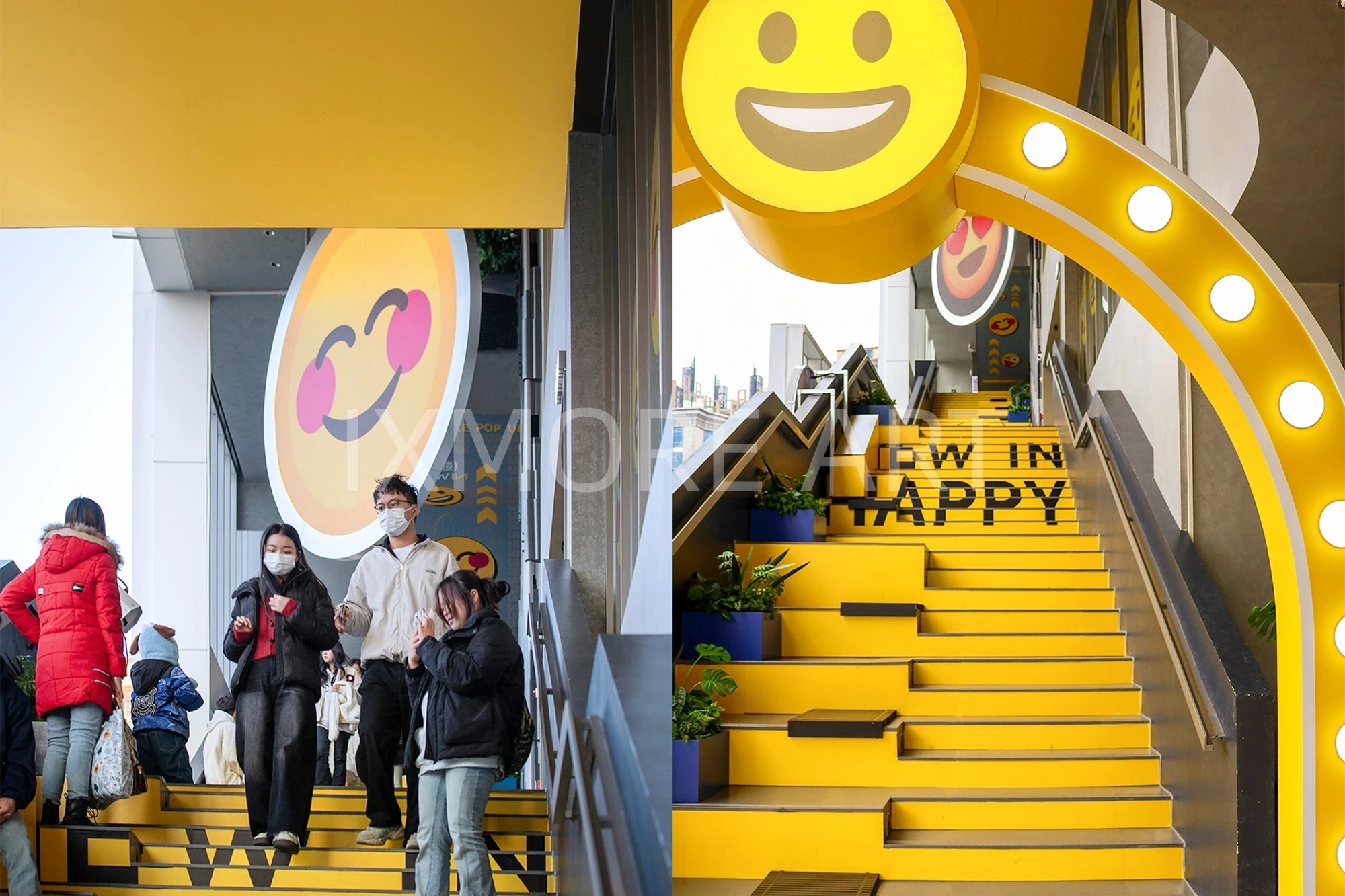 Alt English:Light-emitting mall facade art installation for Yuechao Building, mall art installation custom-made by factory, illuminated commercial scene props for mall facade art(7)