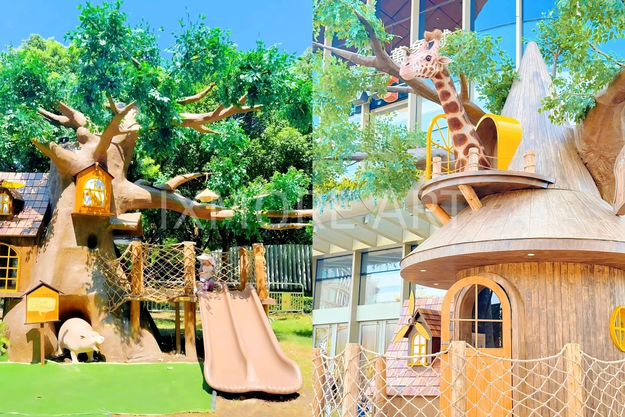 Mall forest tree house full scene, custom art installation factory themed scene creation, internet-famous prop fabrication, amusement park scene prop real shot(12)